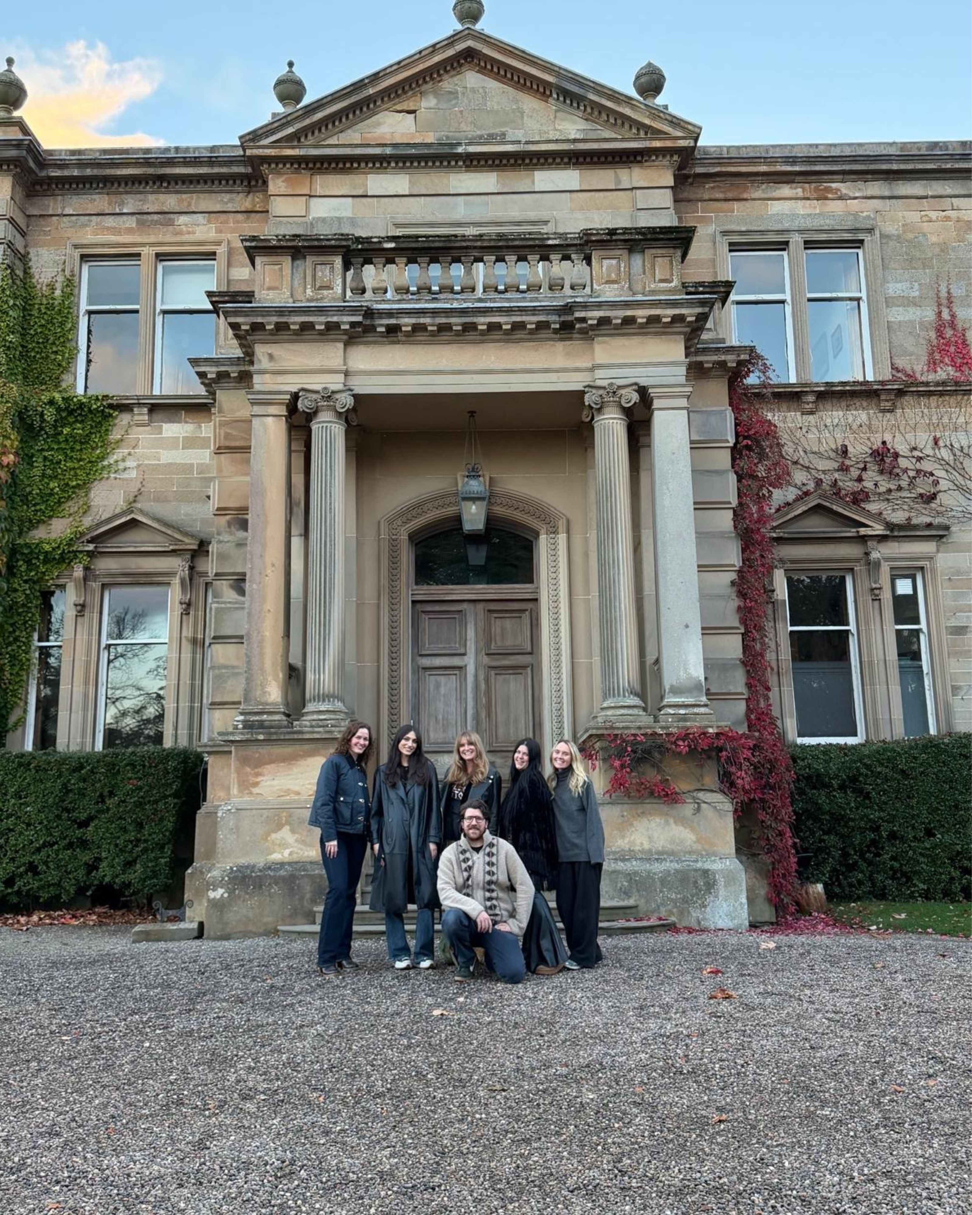 Behind the scene of Winter '25 campaign shoot, the team outside Errol Park Estate