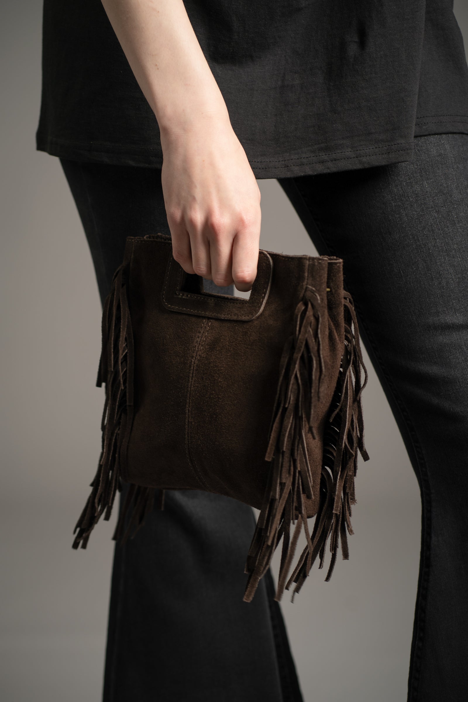 Annabella Chocolate Genuine Suede Bag