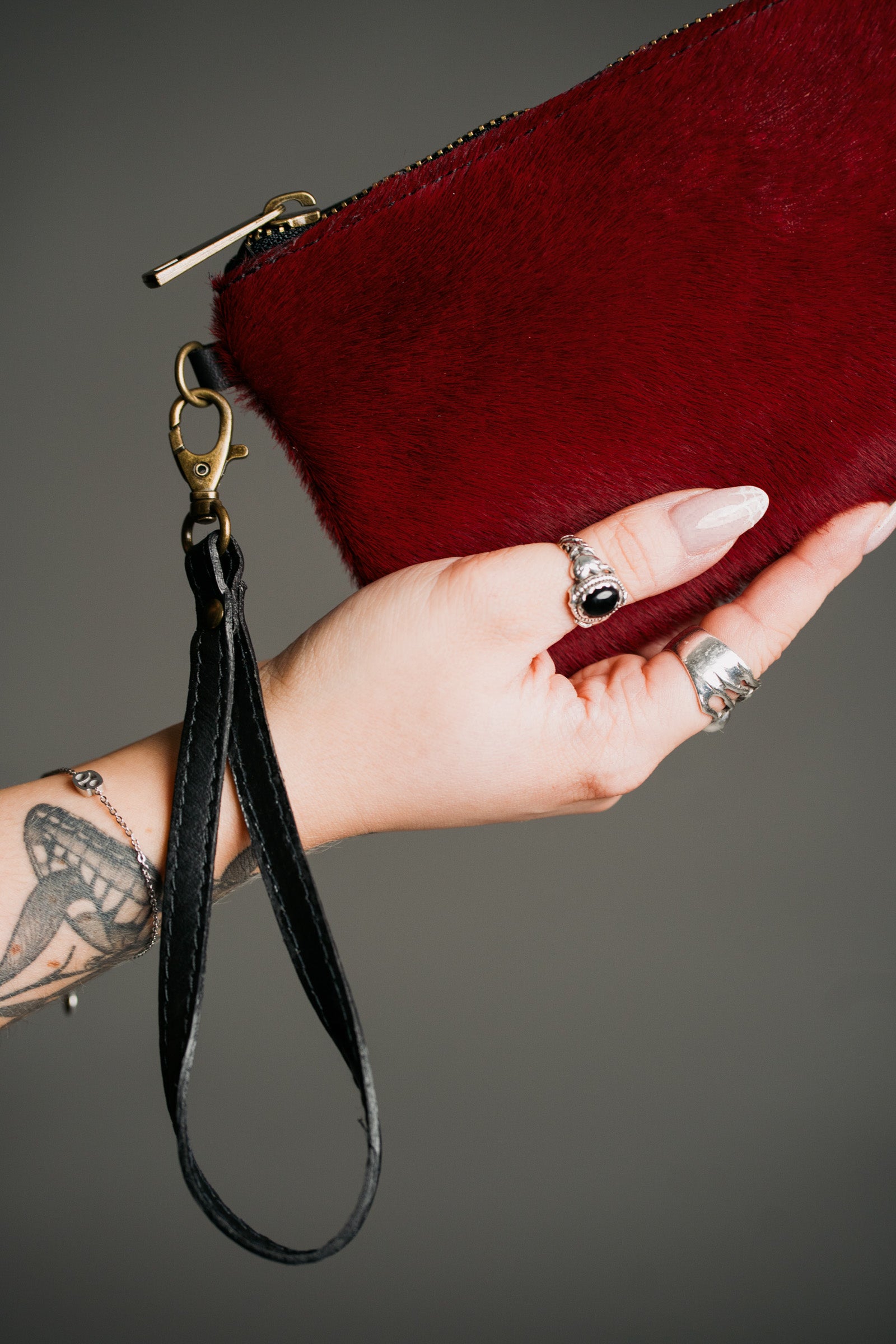 Wine Ponyskin Pouch