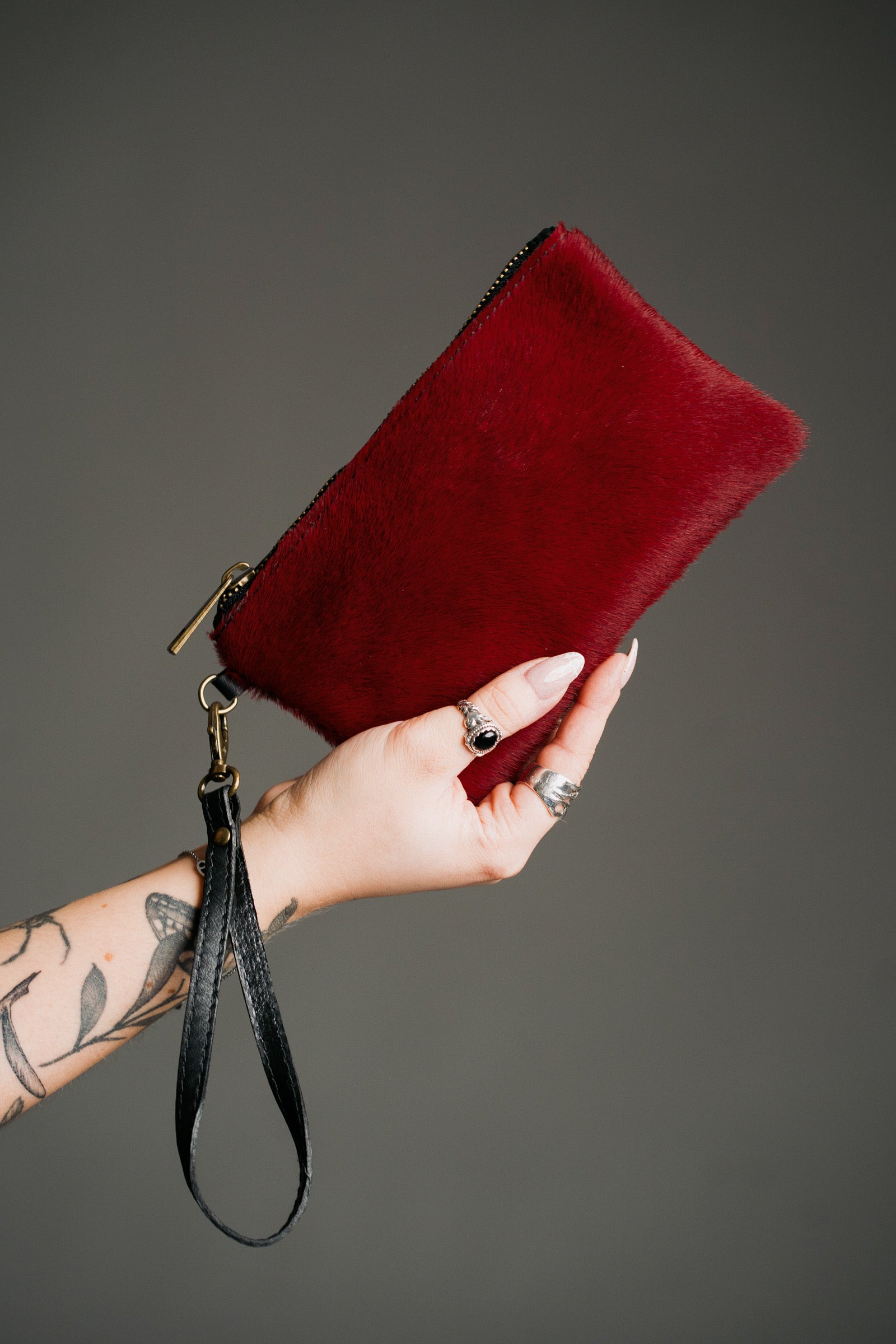 Wine Ponyskin Pouch