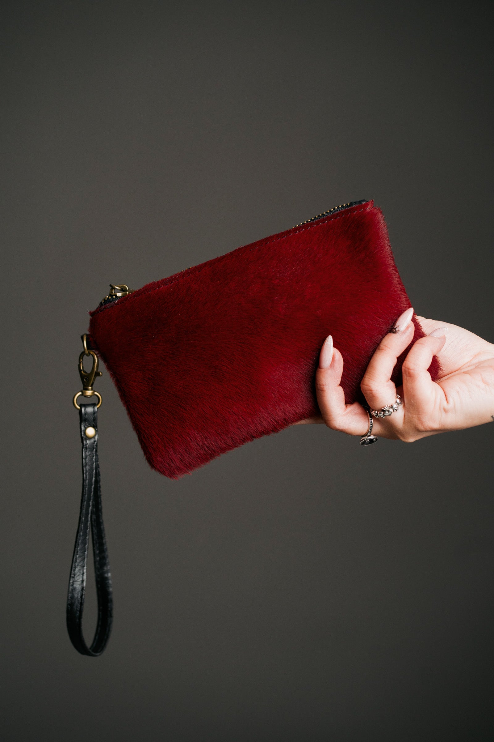 Wine Ponyskin Pouch