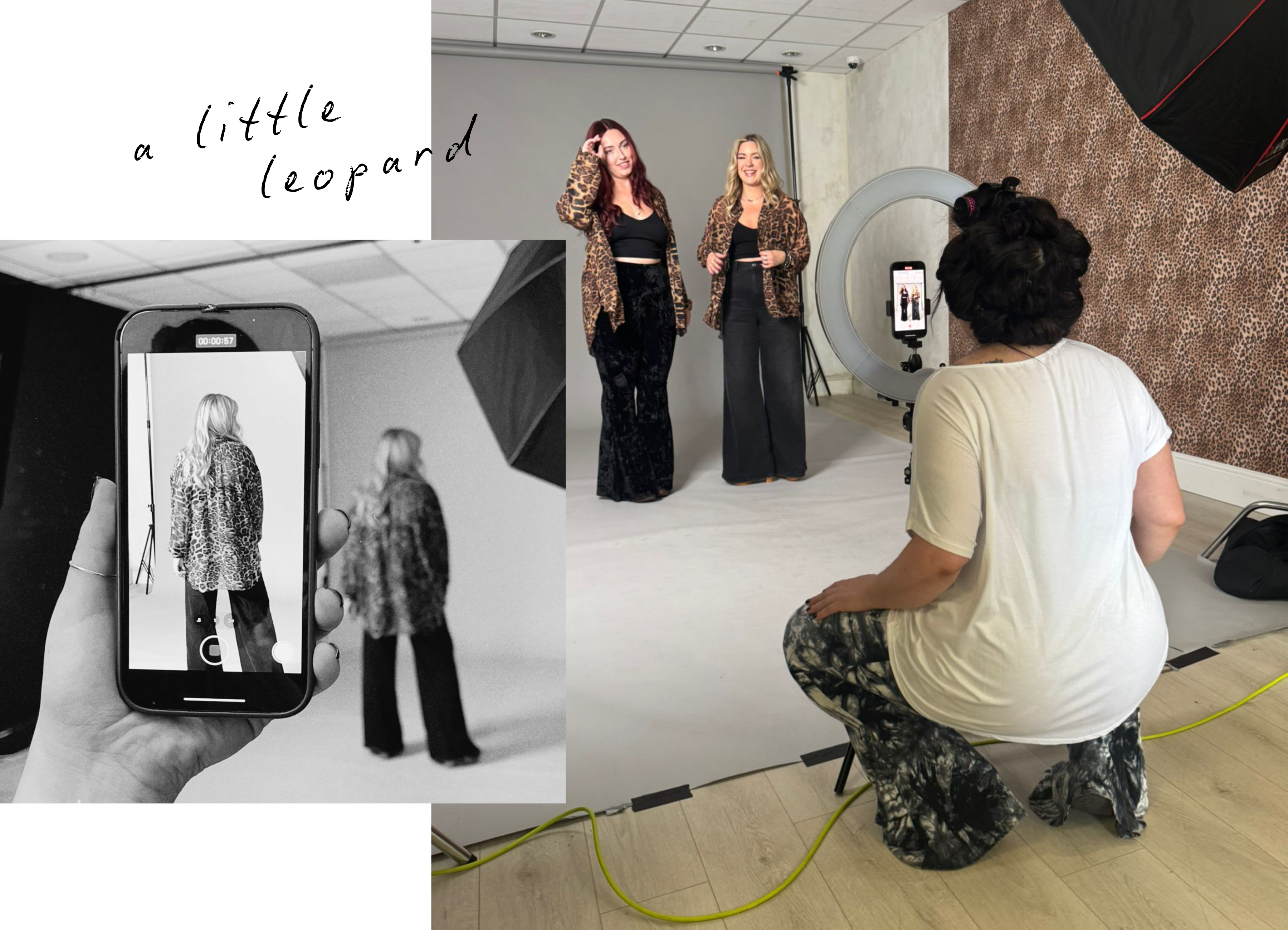 On set with Little Lies, Birthday Campaign Shoot Collage