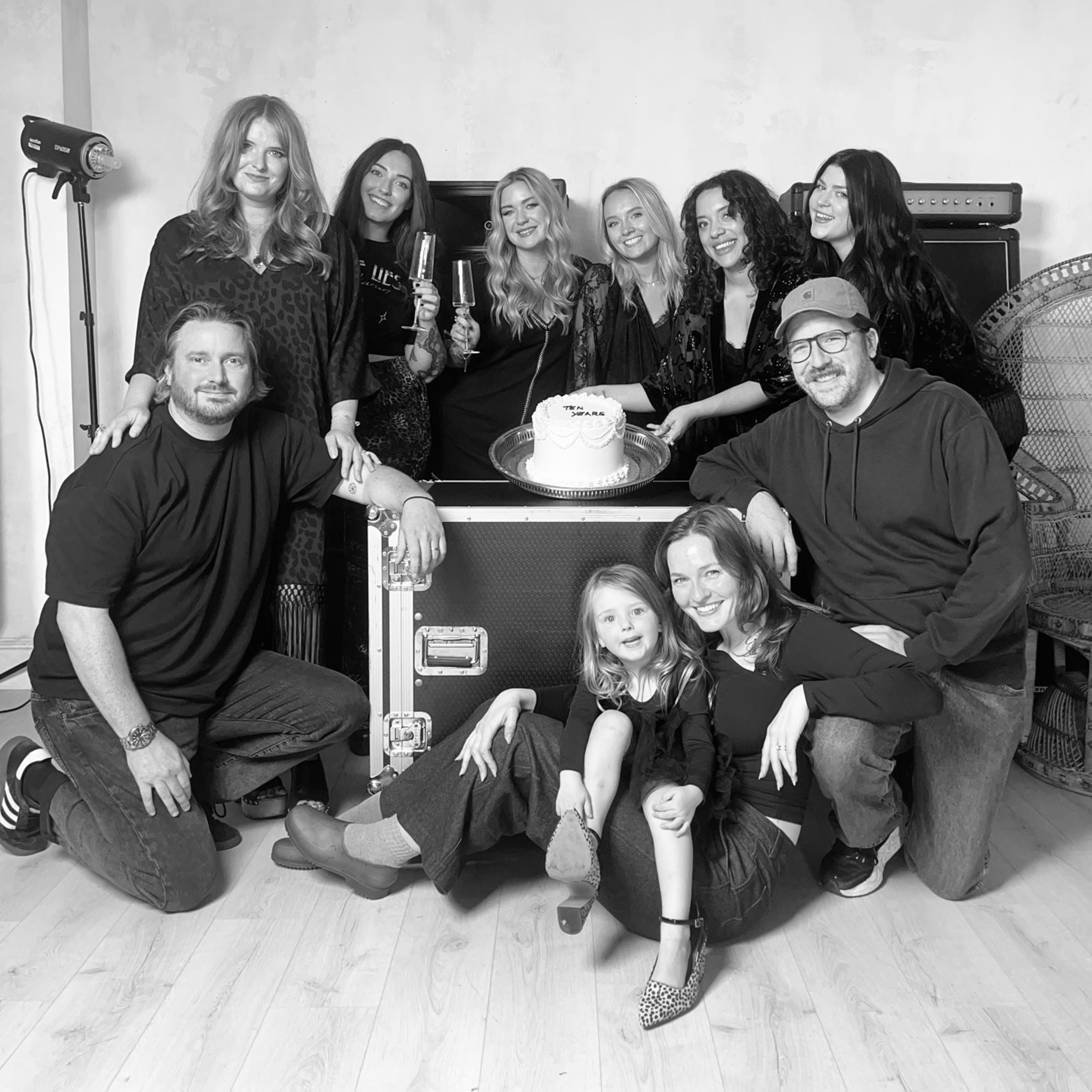 On set with Little Lies, Birthday Campaign Shoot Collage