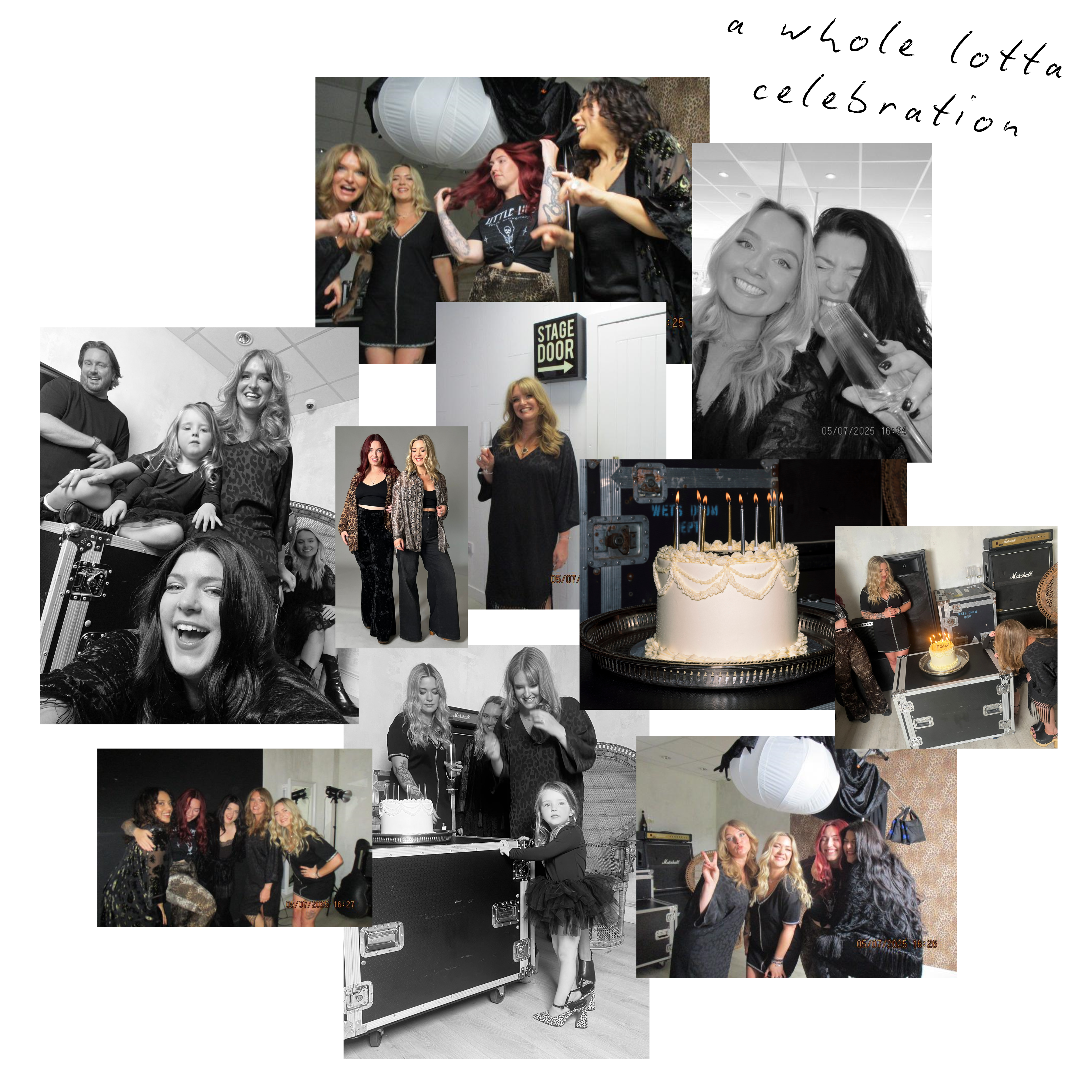 On set with Little Lies, Birthday Campaign Shoot Collage.