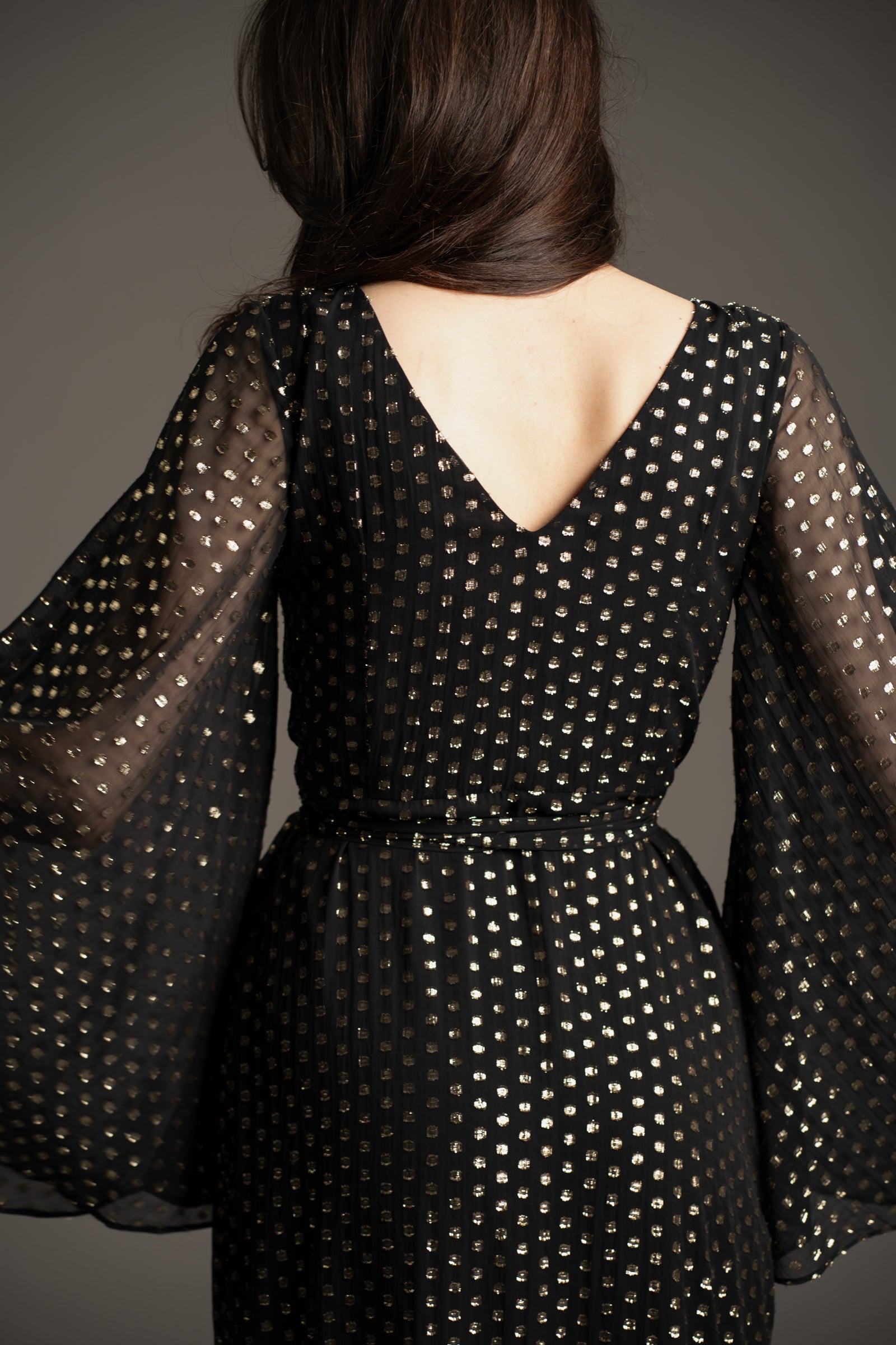 Cosmic Dancer Metallic Wrap Dress