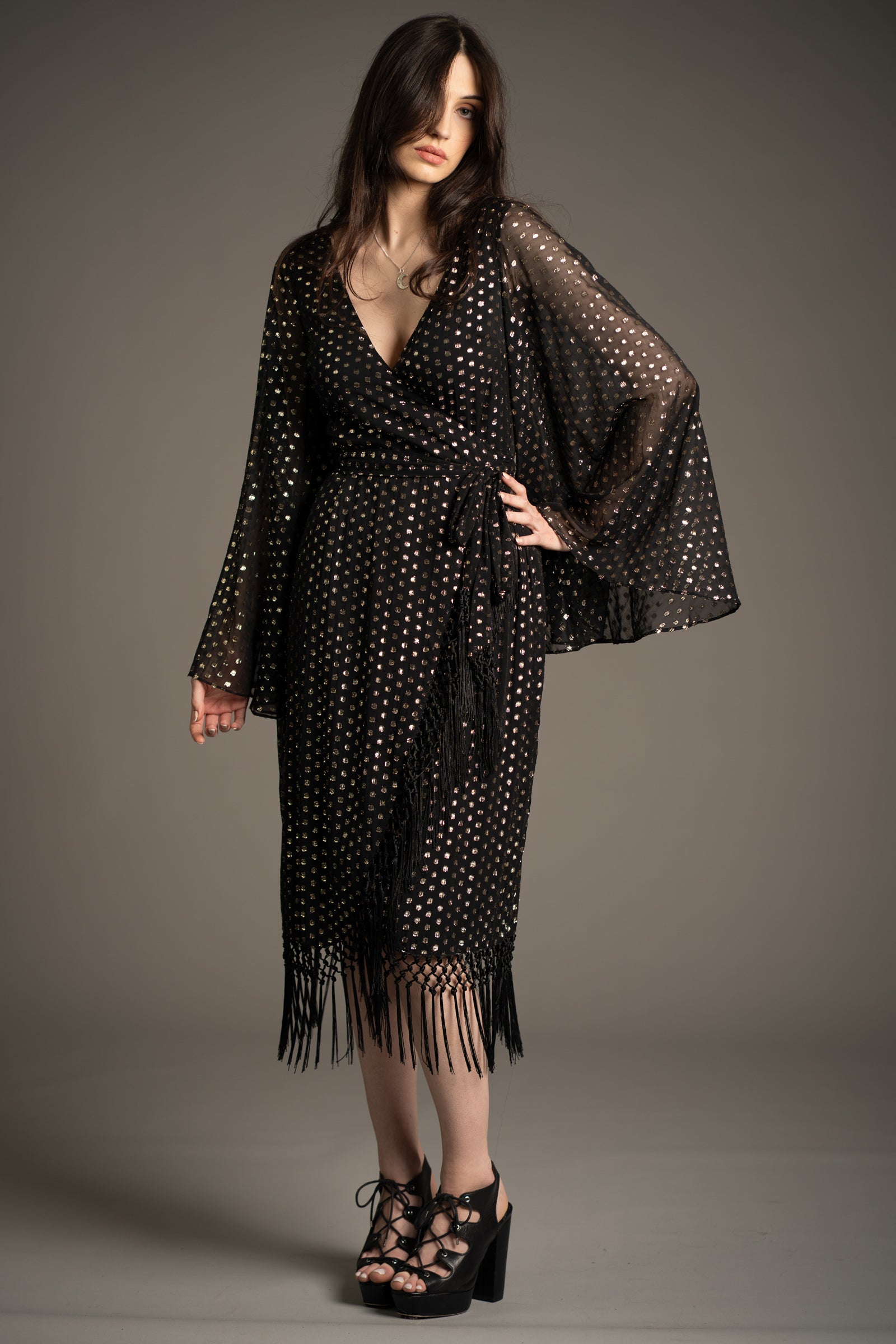 Cosmic Dancer Metallic Wrap Dress