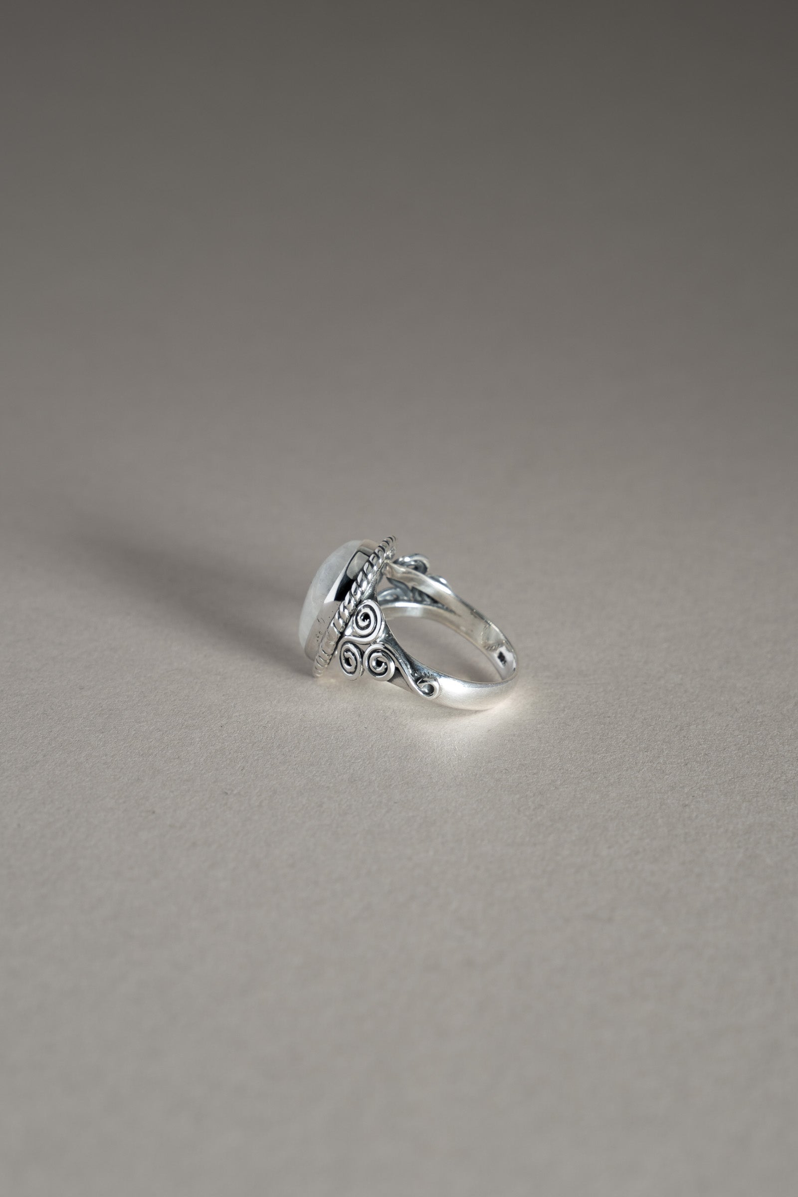 Sterling Silver Rainbow Moonstone Tear Drop Ring