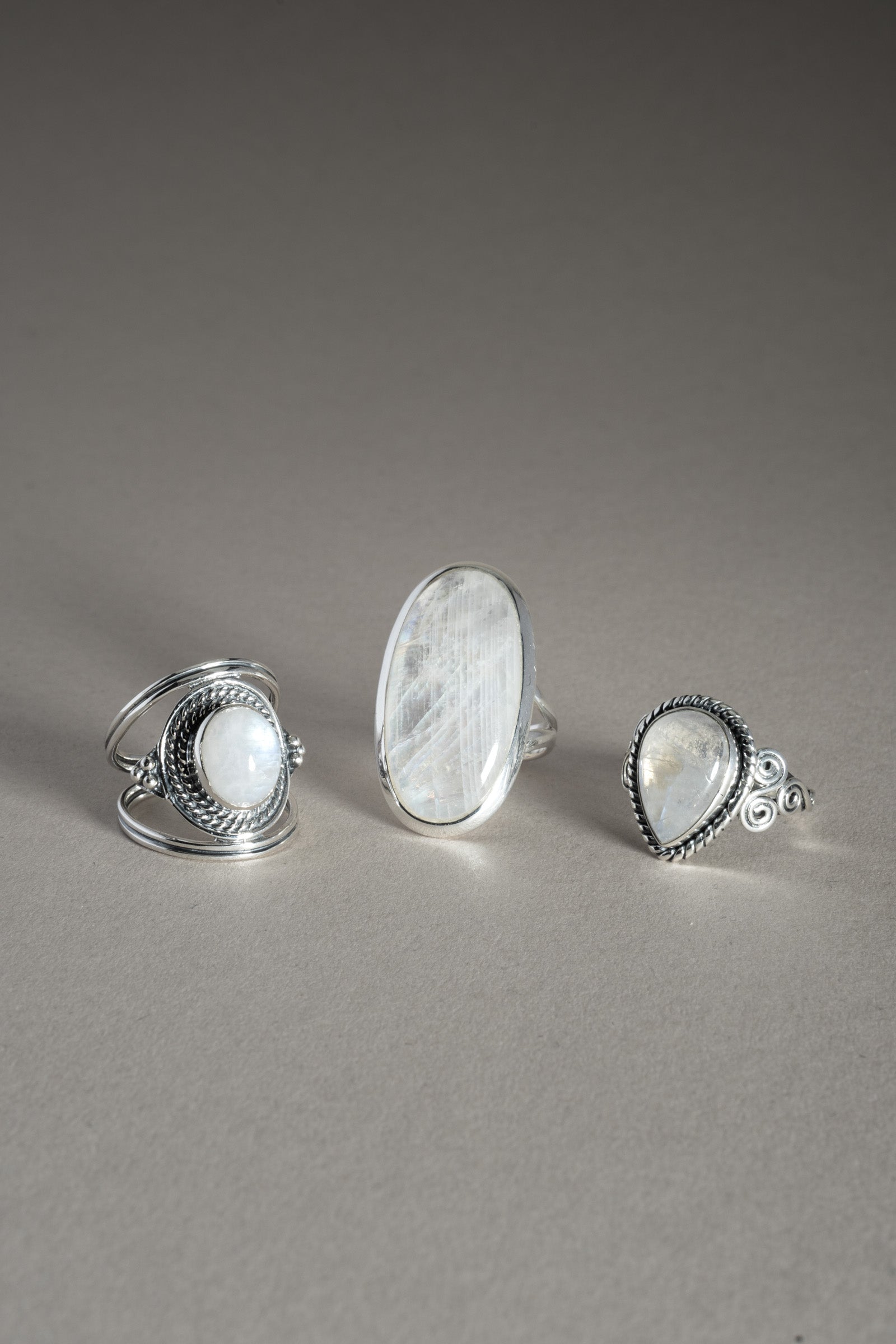 Sterling Silver Rainbow Moonstone Tear Drop Ring
