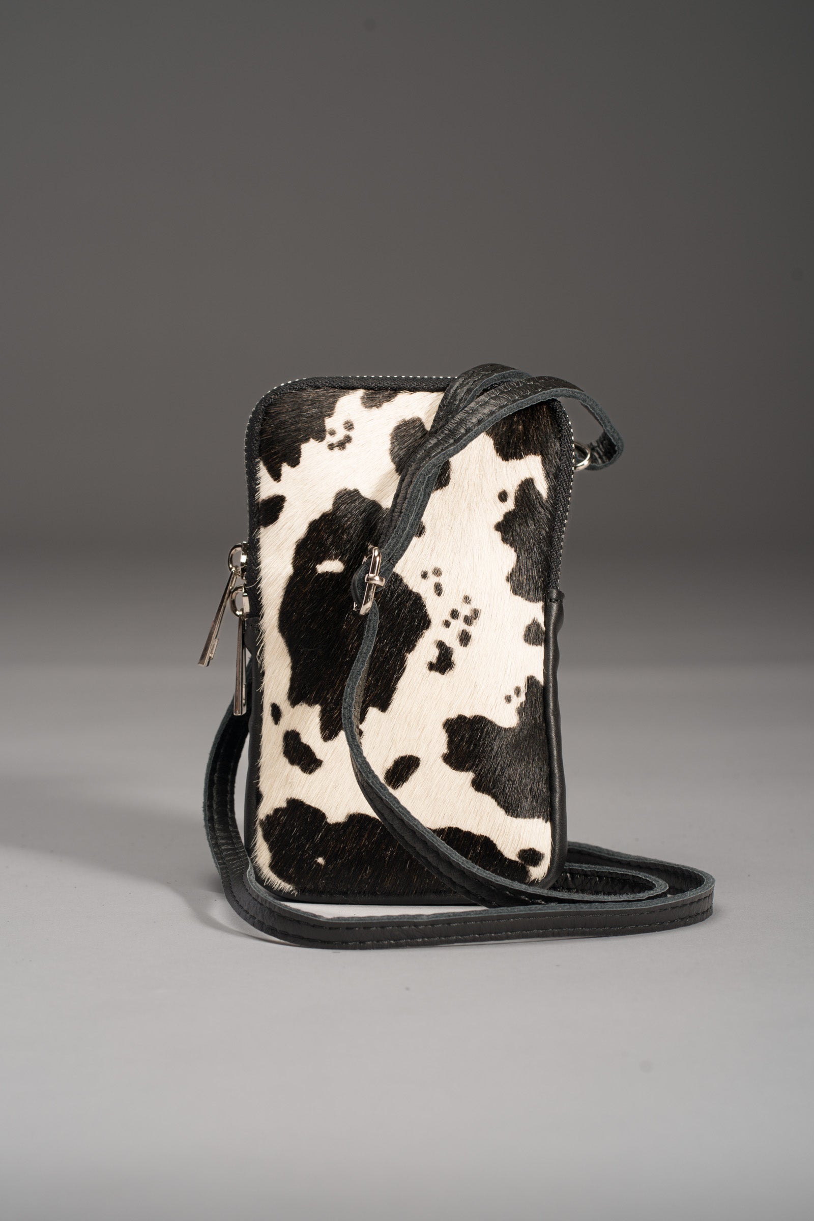 Cow Print Ponyskin Crossbody Pouch