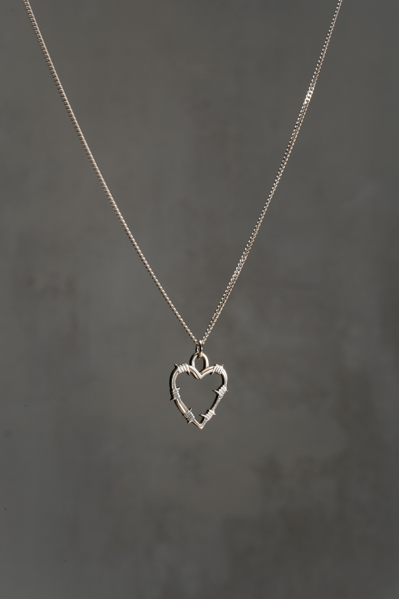 Sterling Silver Barbed Wire Heart Pendant