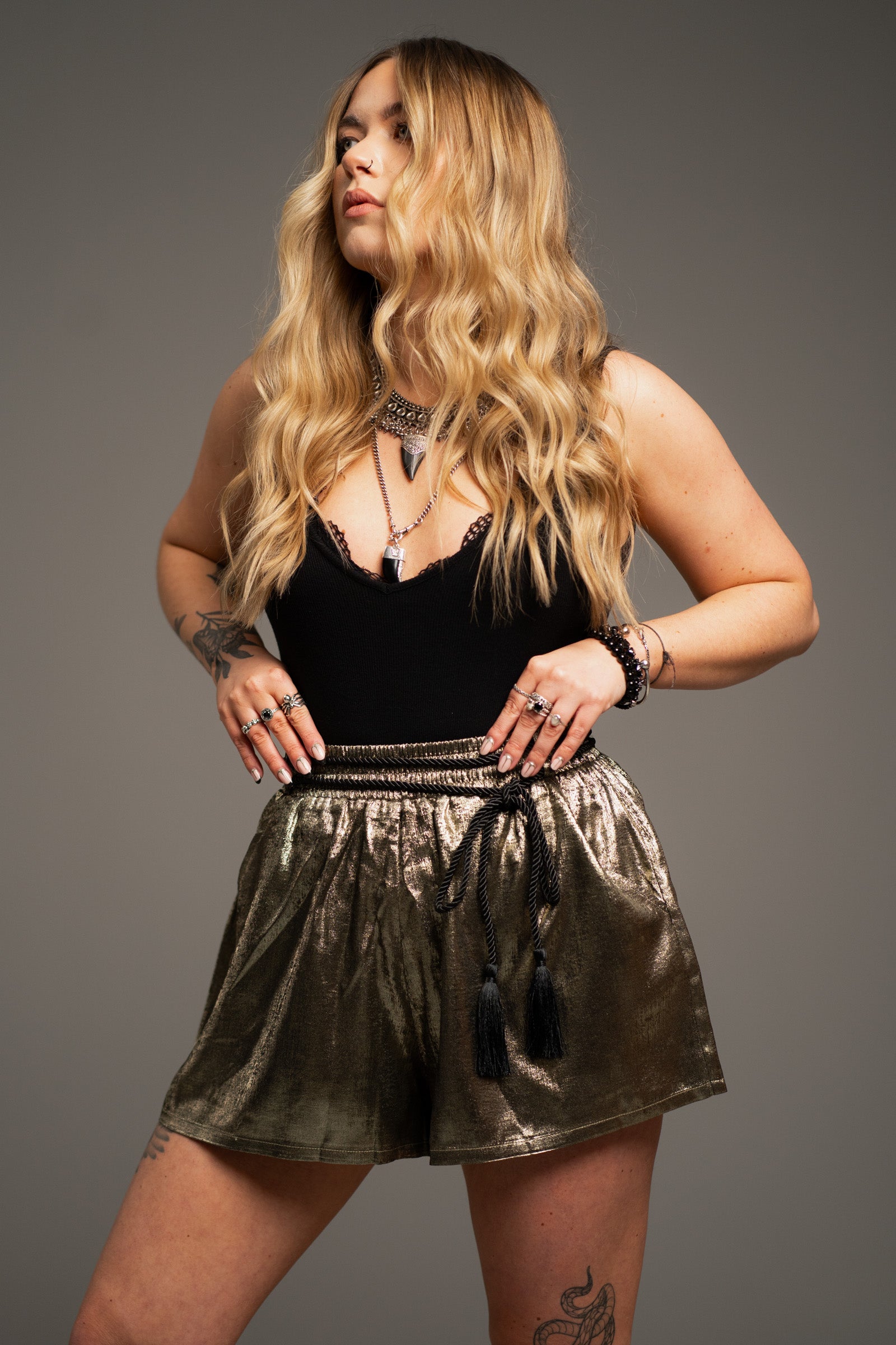 Woodstock Metallic Flippy Shorts