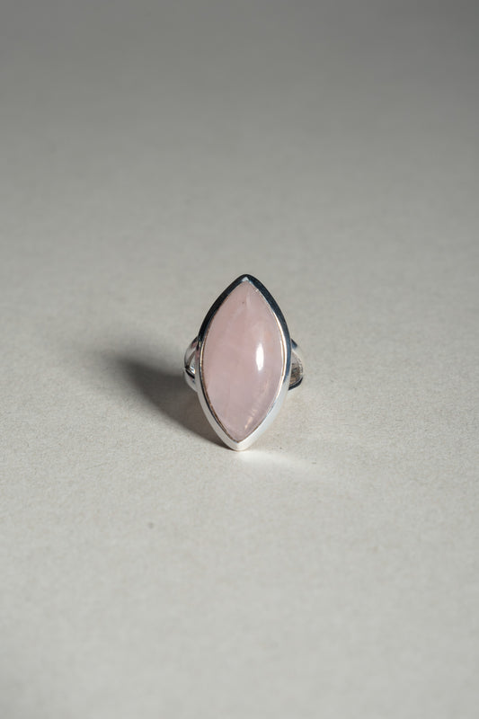 Sterling Silver Rose Quartz Marquise Ring