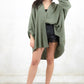 Model wearing Take It Easy Cheesecloth Shirt - Khaki Button Up Cheesecloth Relaxed Fit Shirt