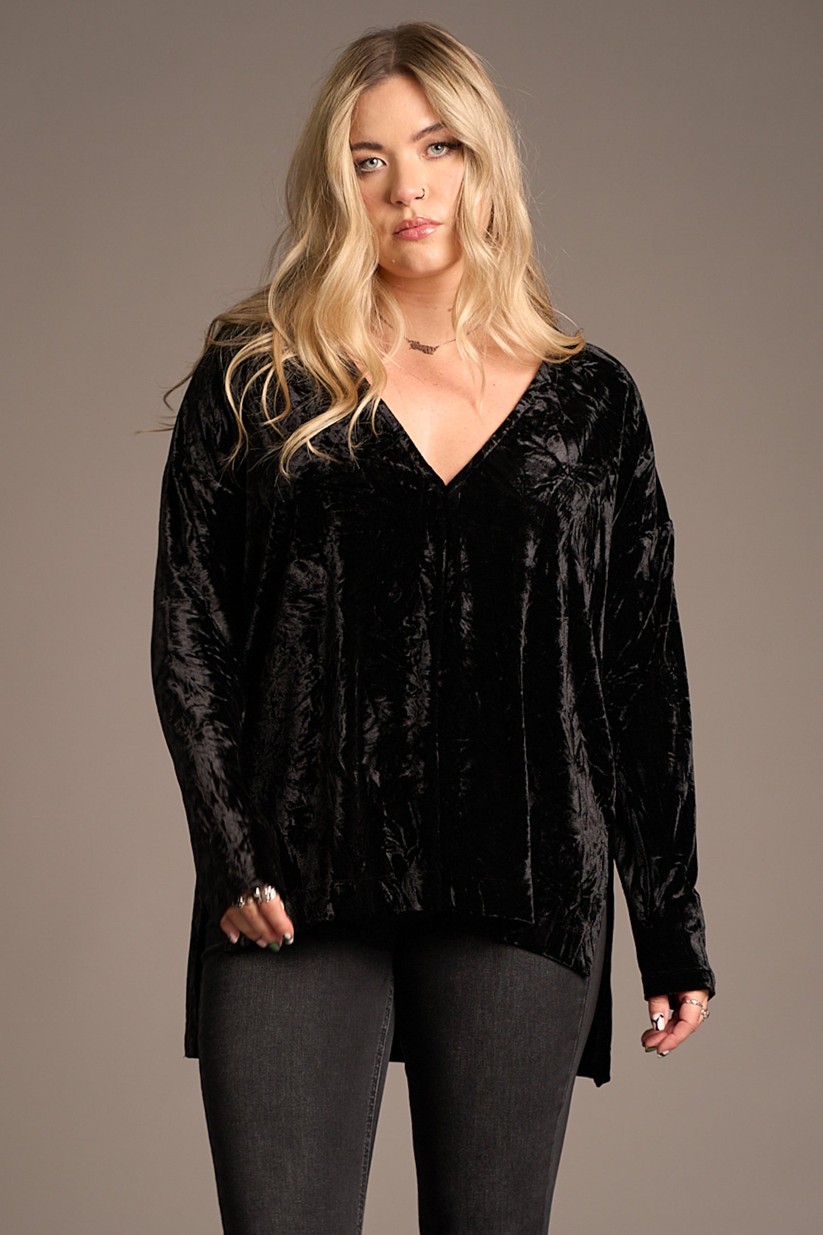Dylan Black Crushed Velvet Tee