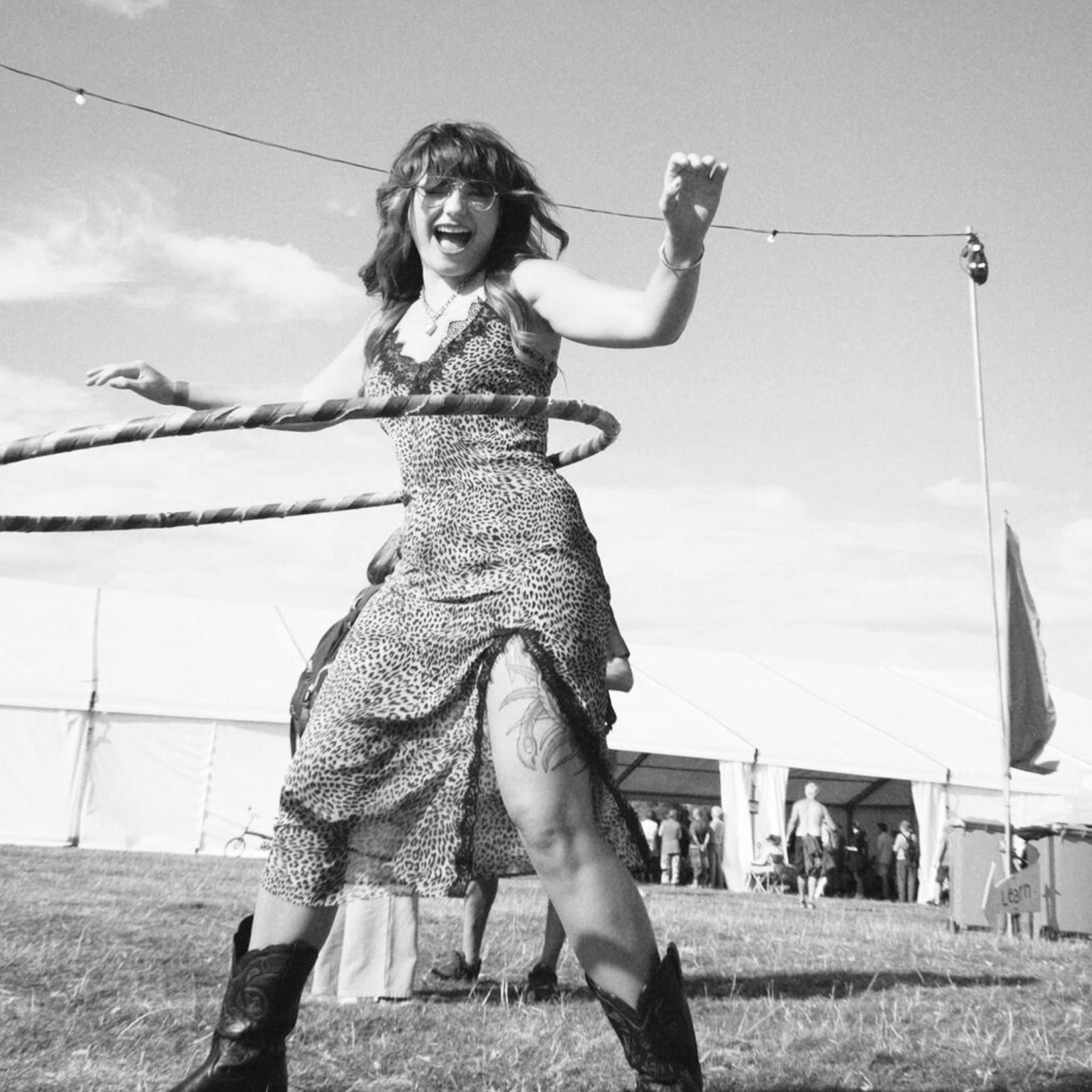 @pennold wearing the Dream on slip dress at Glastonbury Festival, the ultimate festival outfit.