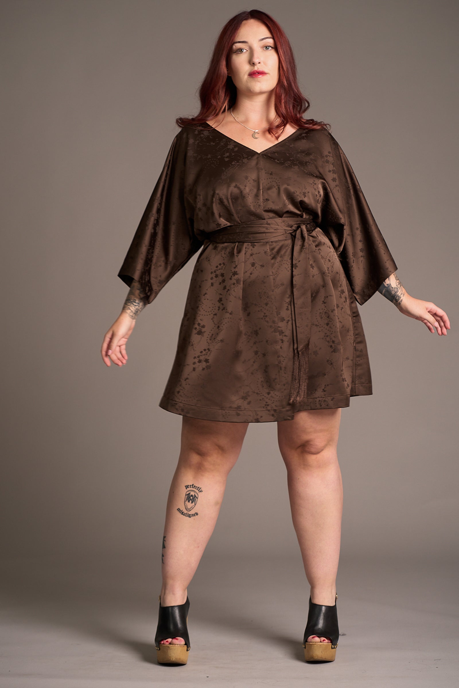 Evermore Espresso Batwing Mini Dress