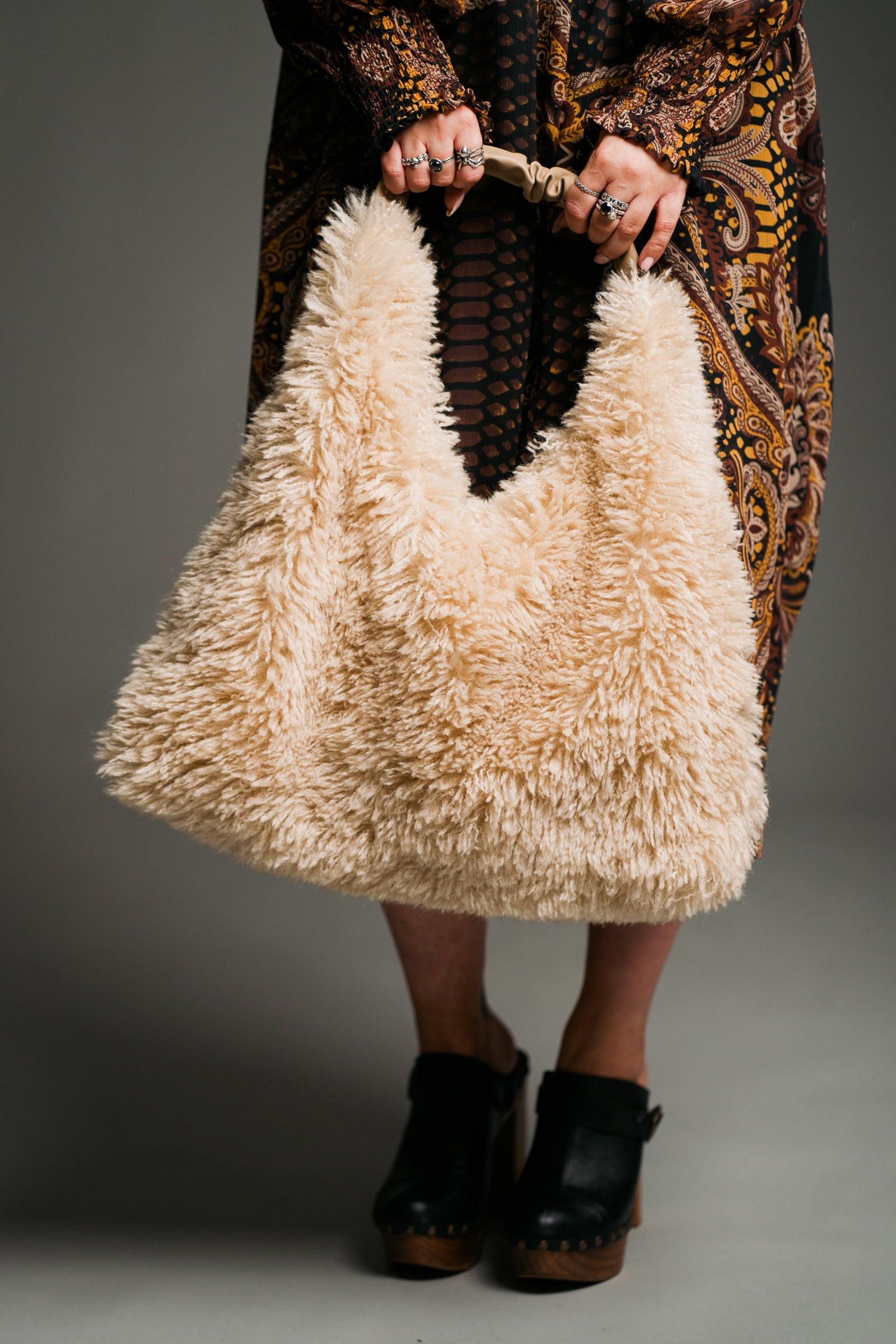 Farrah Faux Shearling Bag