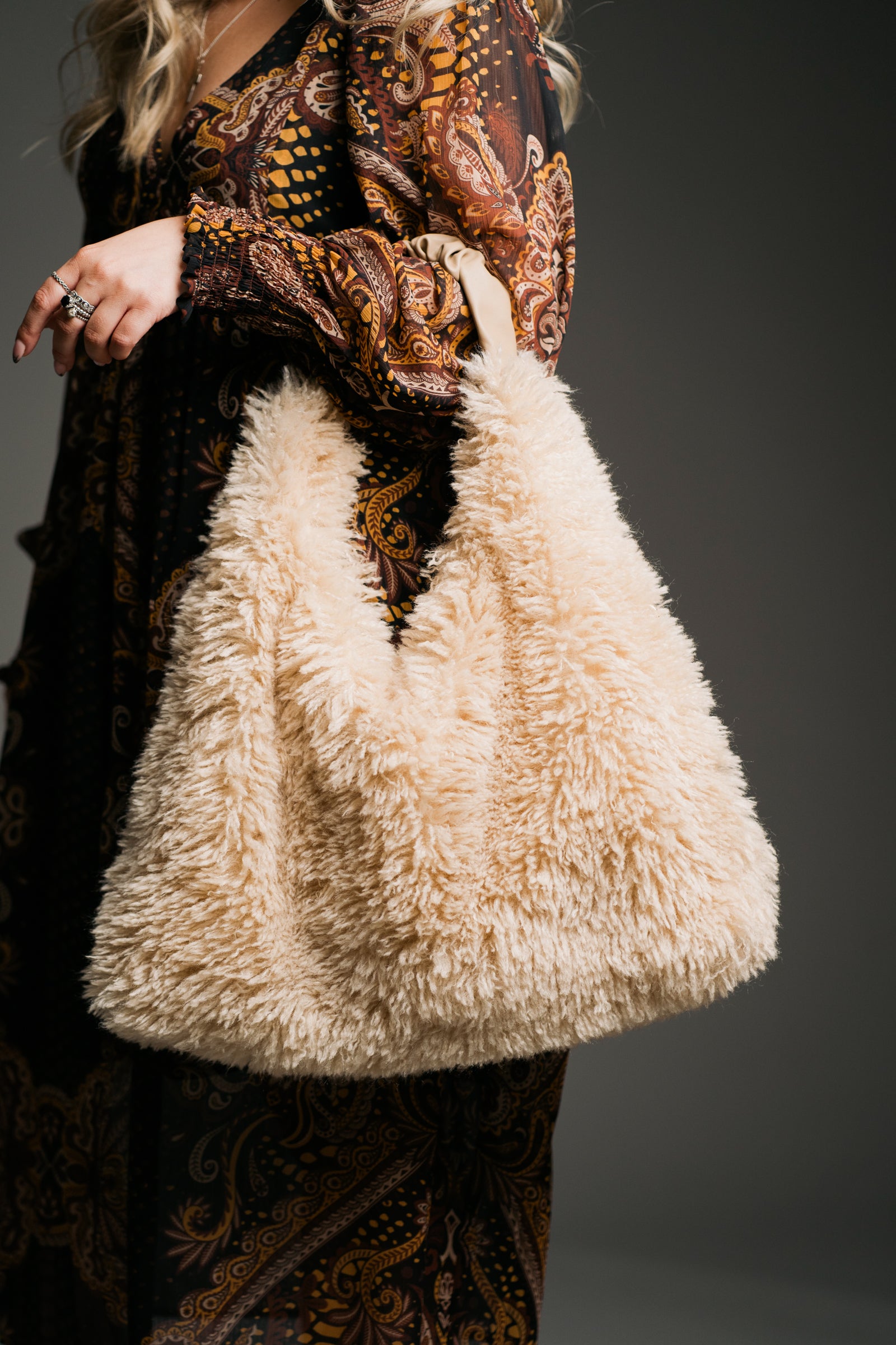 Farrah Faux Shearling Bag
