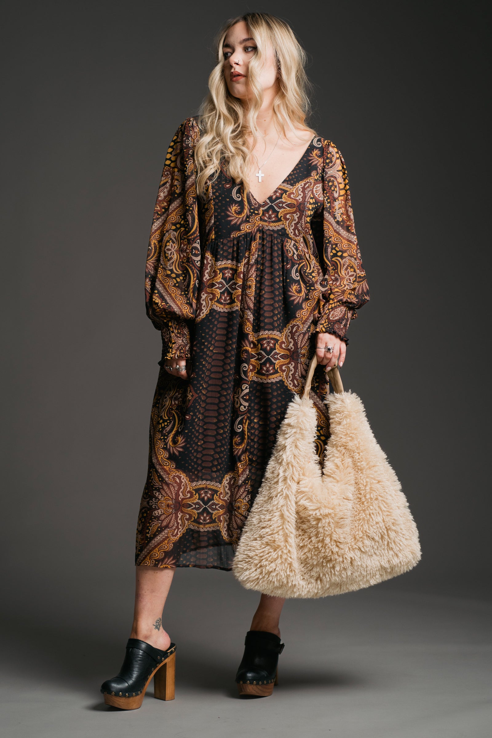 Farrah Faux Shearling Bag