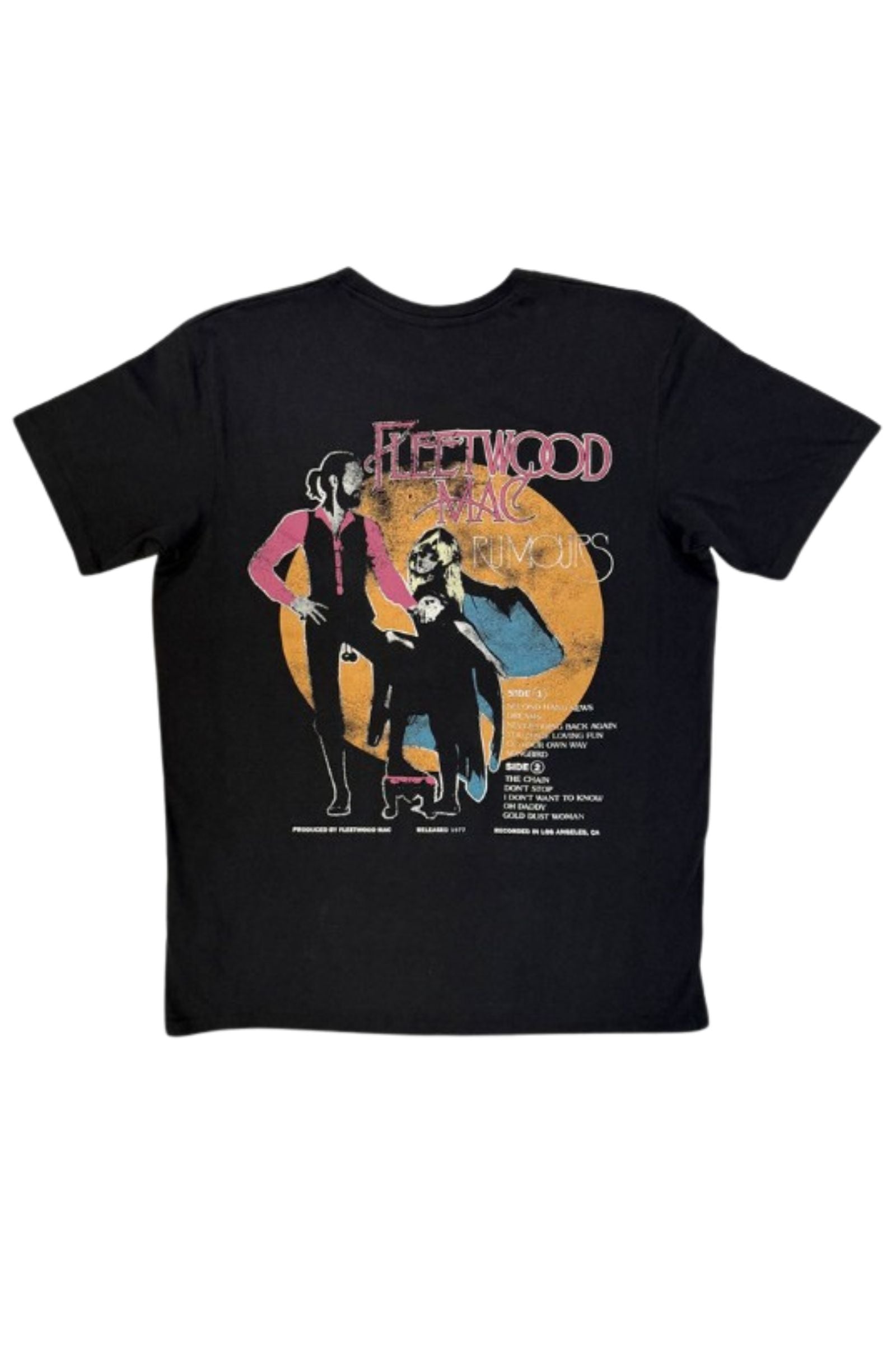 Back ghost image of the Fleetwood Mac Retro Rumours band t-shirt showing Rumours album artwork.