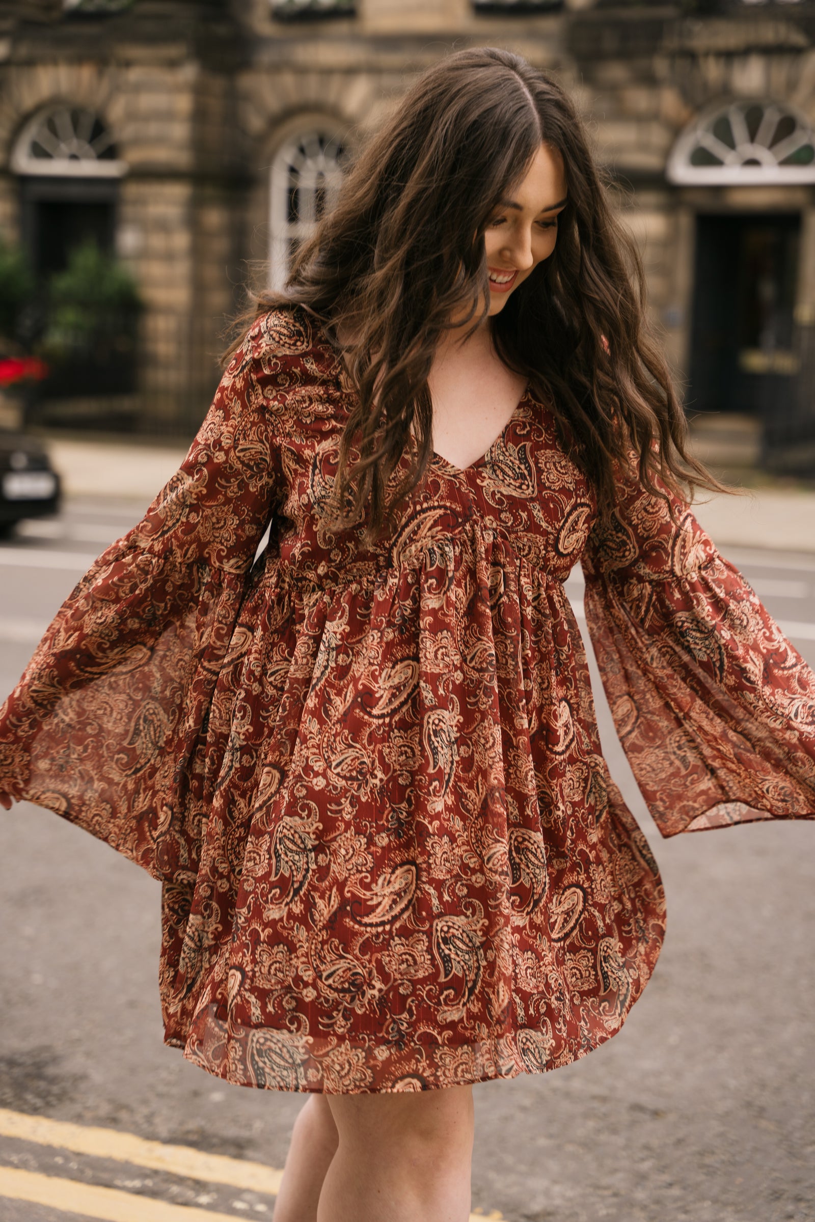 Gold Dust Paisley Smock Dress