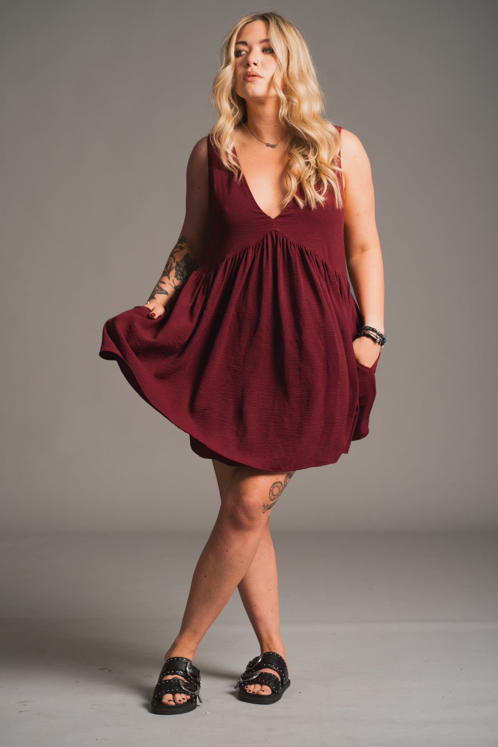 Grace Plum Smock Dress
