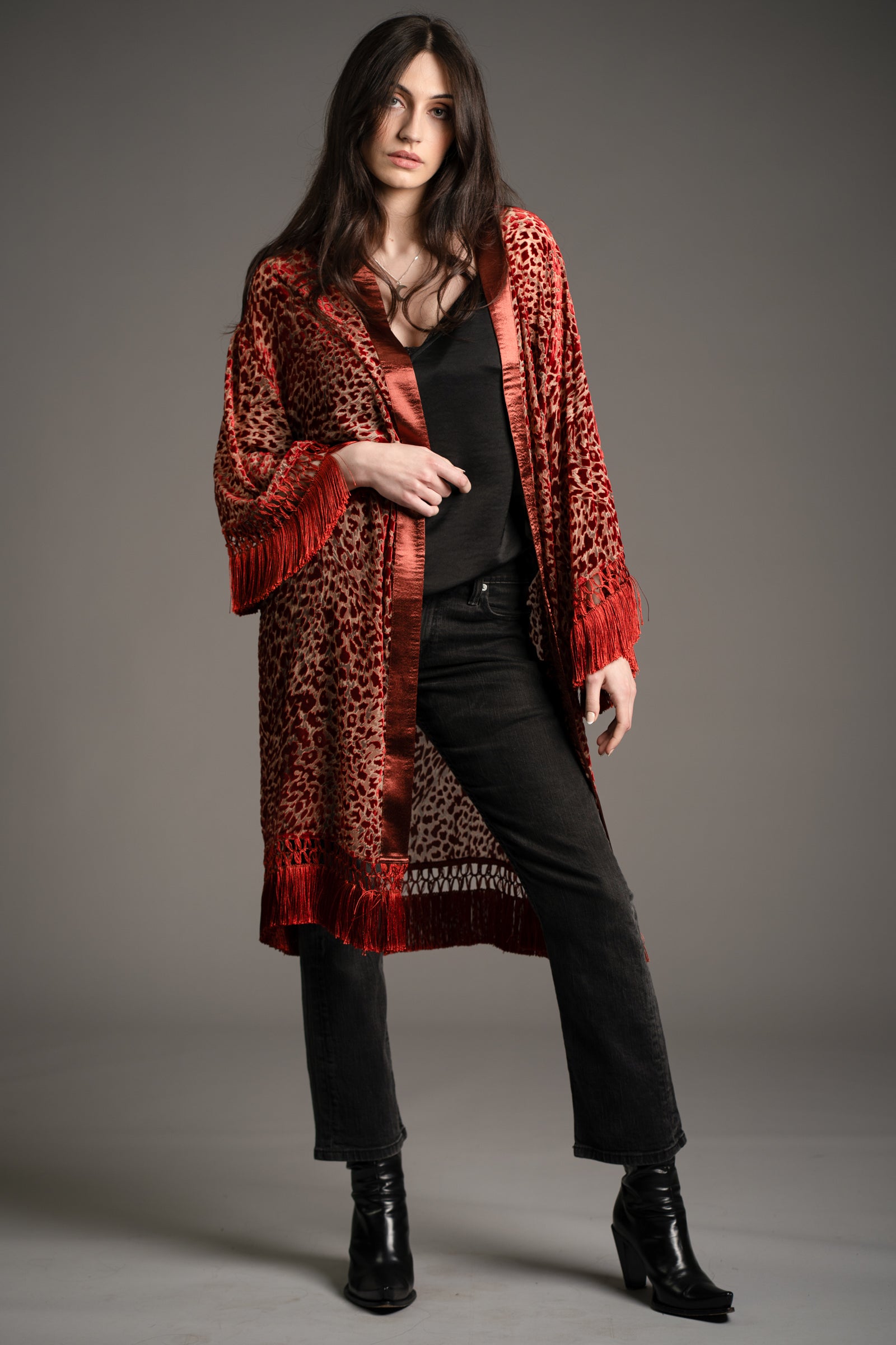 Heartbreaker Rust Devore Kimono