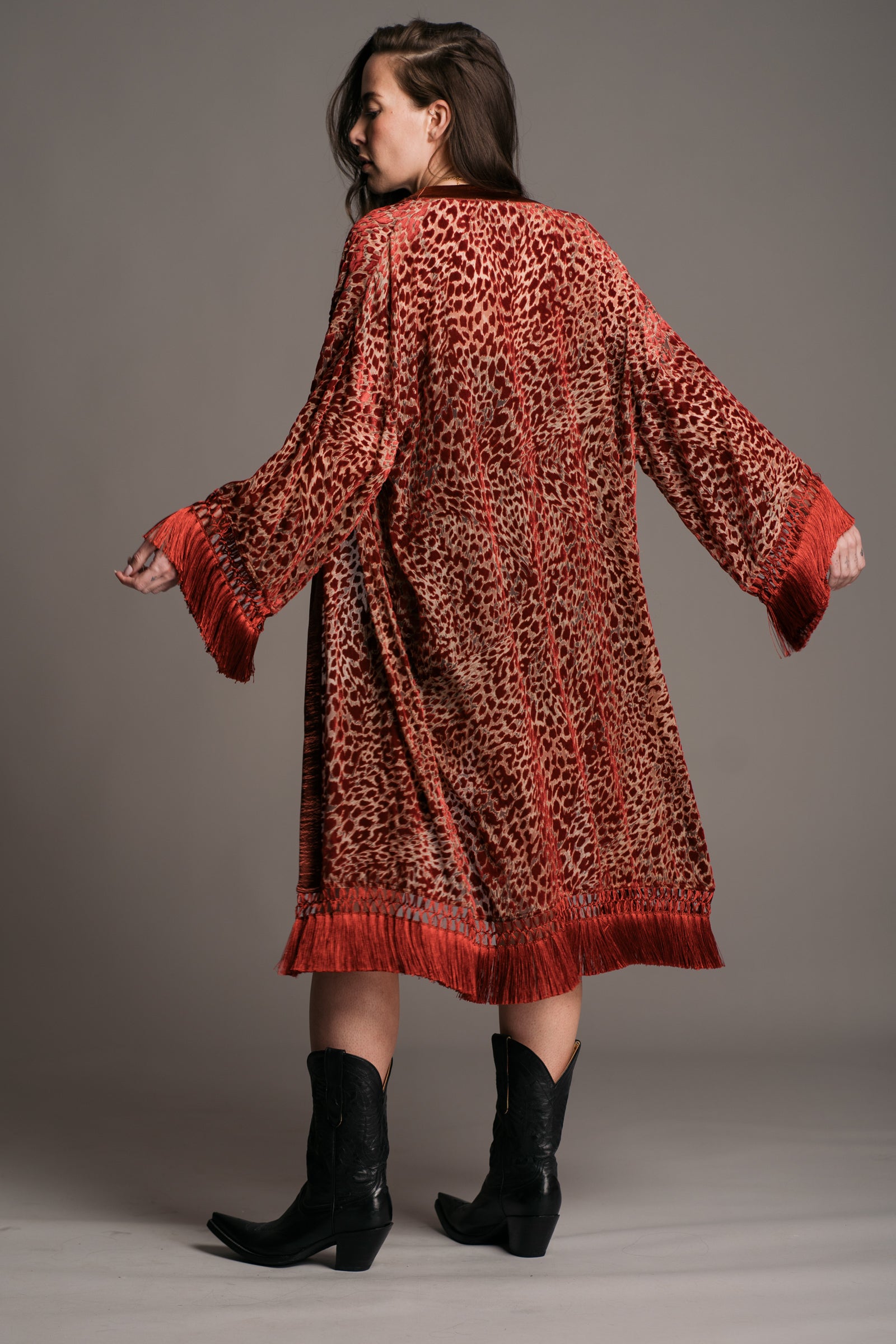 Heartbreaker Rust Devore Kimono