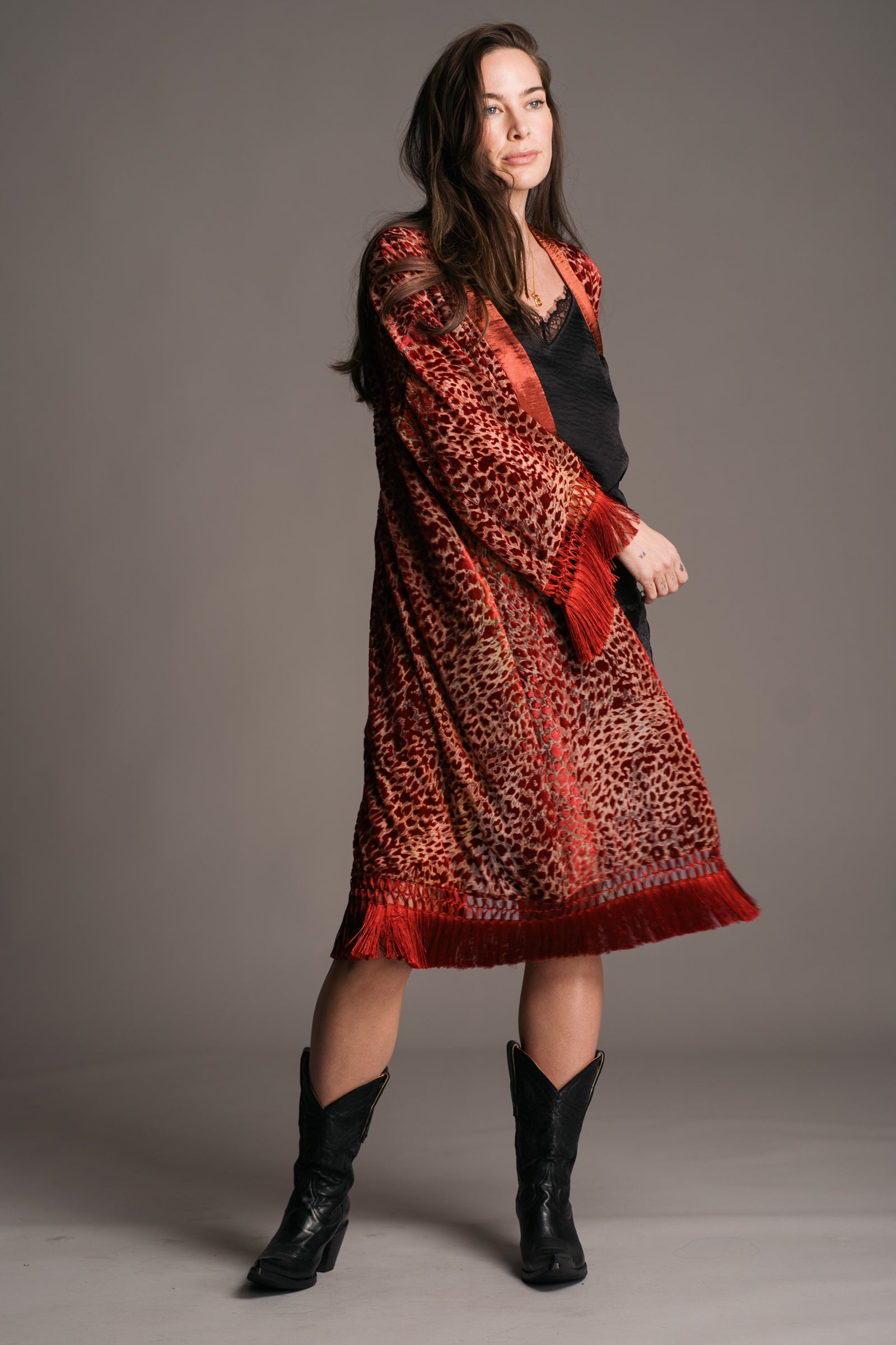Heartbreaker Rust Devore Kimono