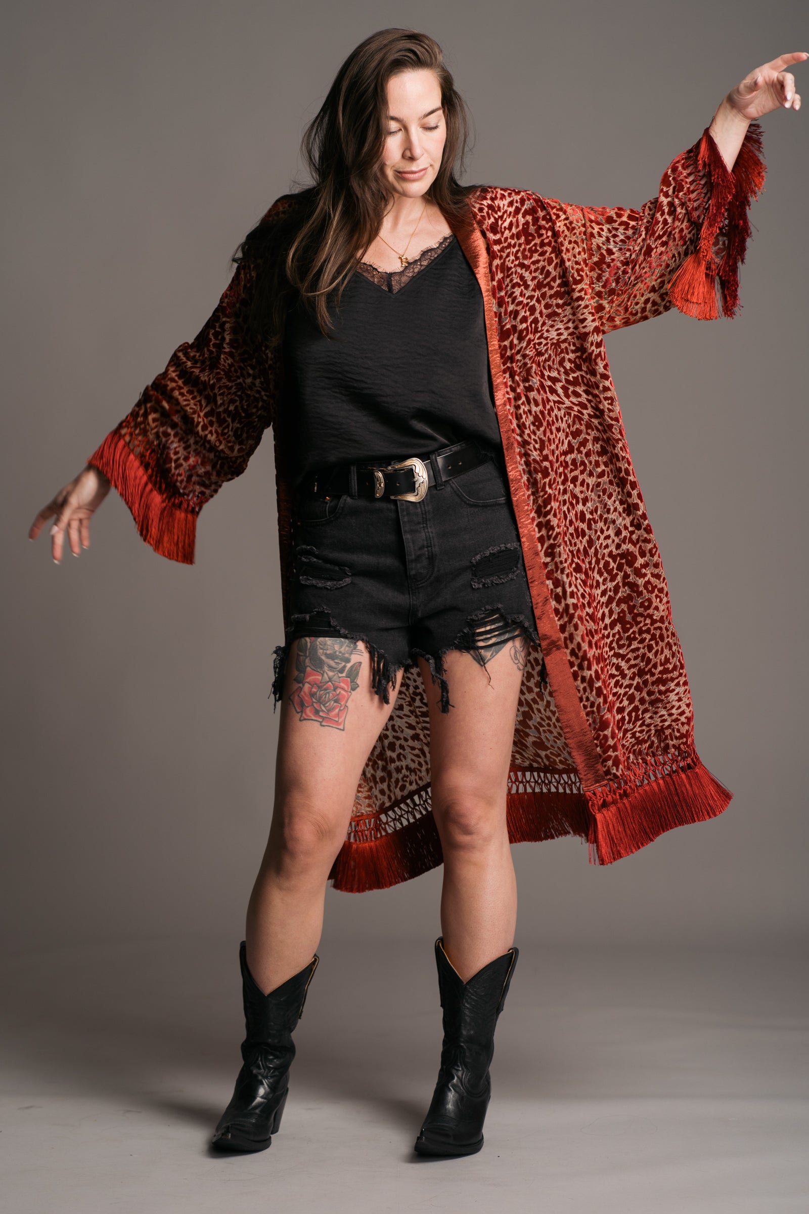 Heartbreaker Rust Devore Kimono