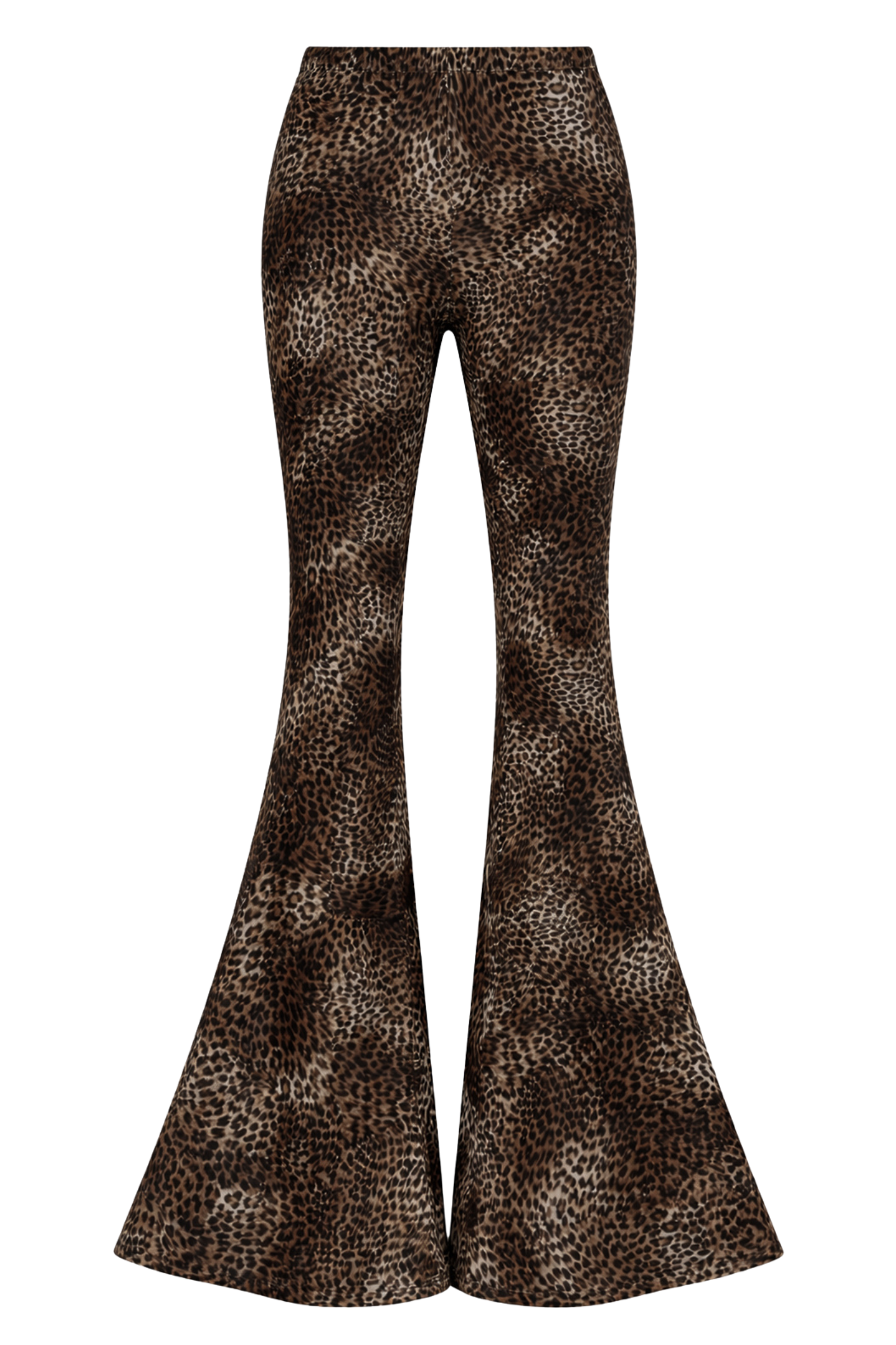 Little Lies Hendrix leopard velvet flared trousers with elastic waist. Ghost image