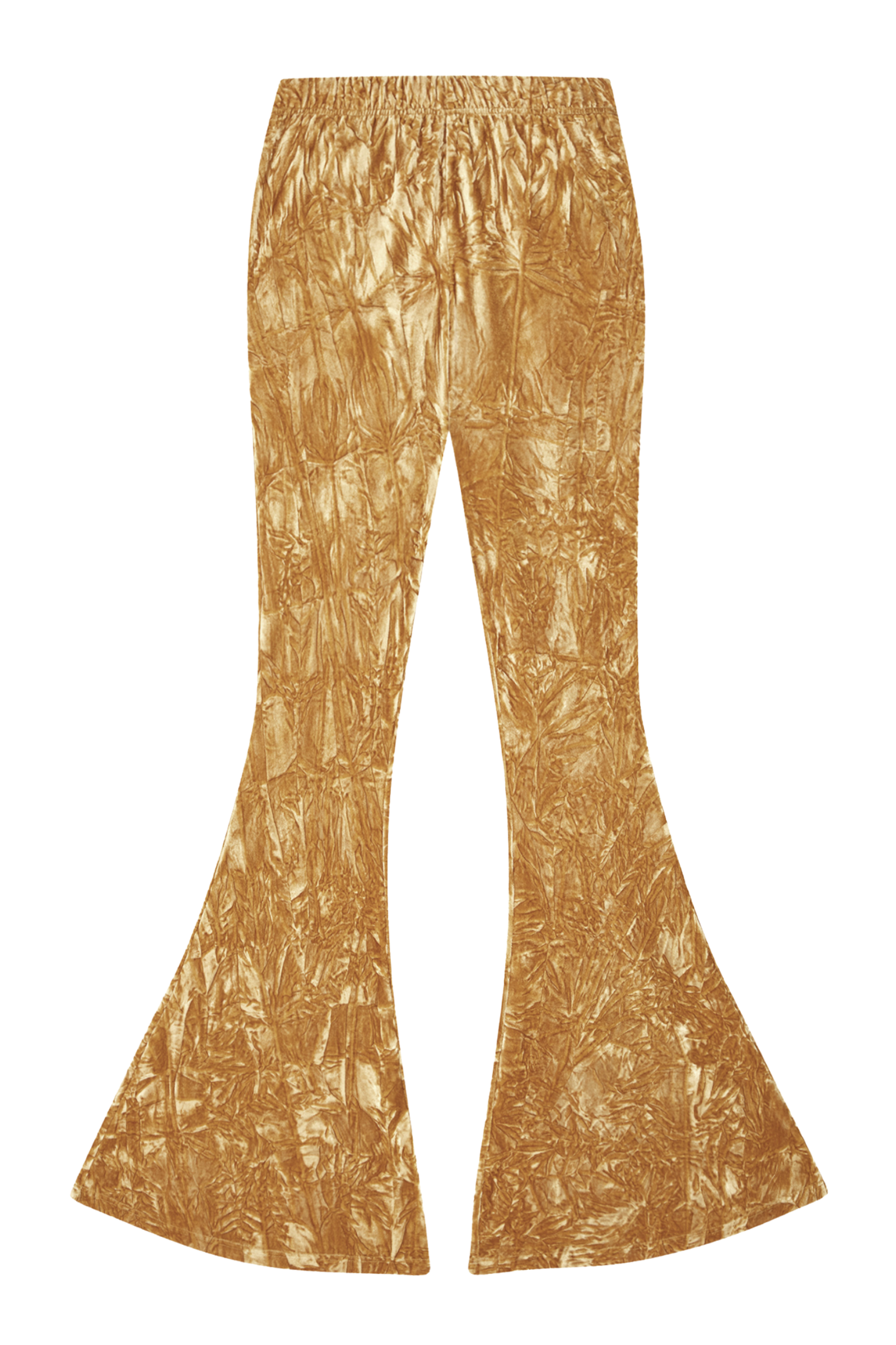 Ghost image of Hendrix Ochre Velvet Flares, with fabric detail and elasticated waistband.