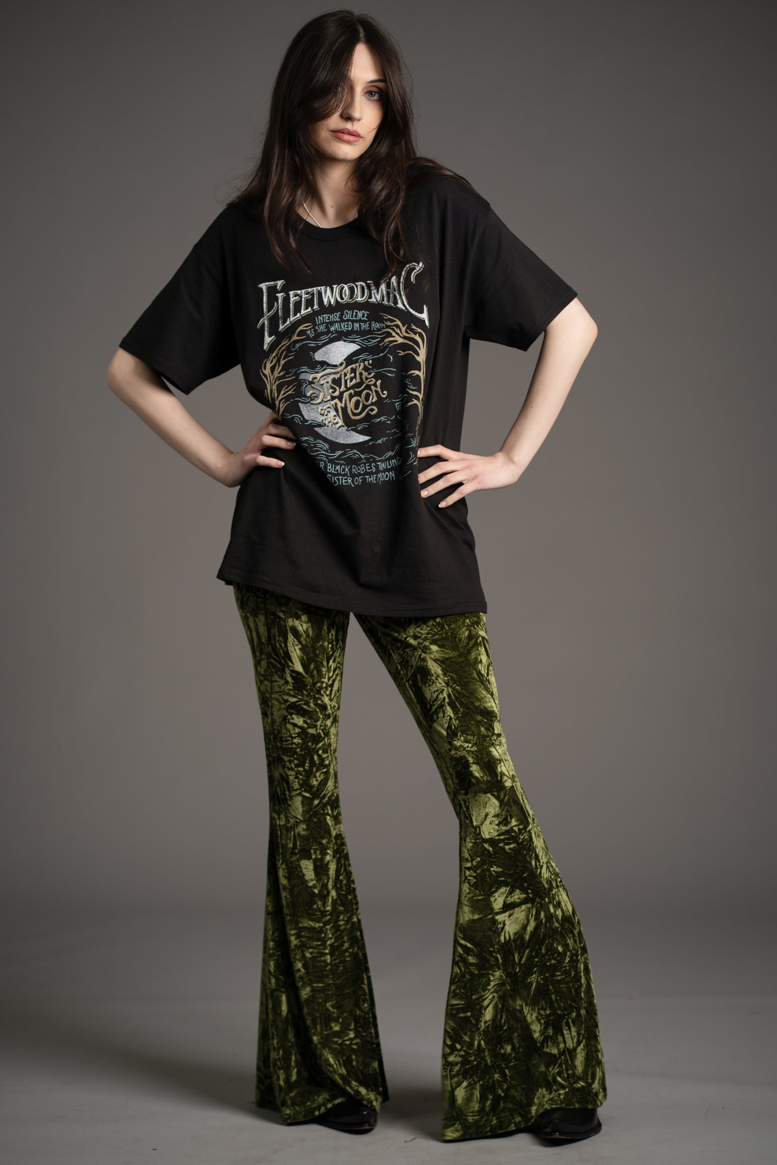 Hendrix Olive Crushed Velvet Flares