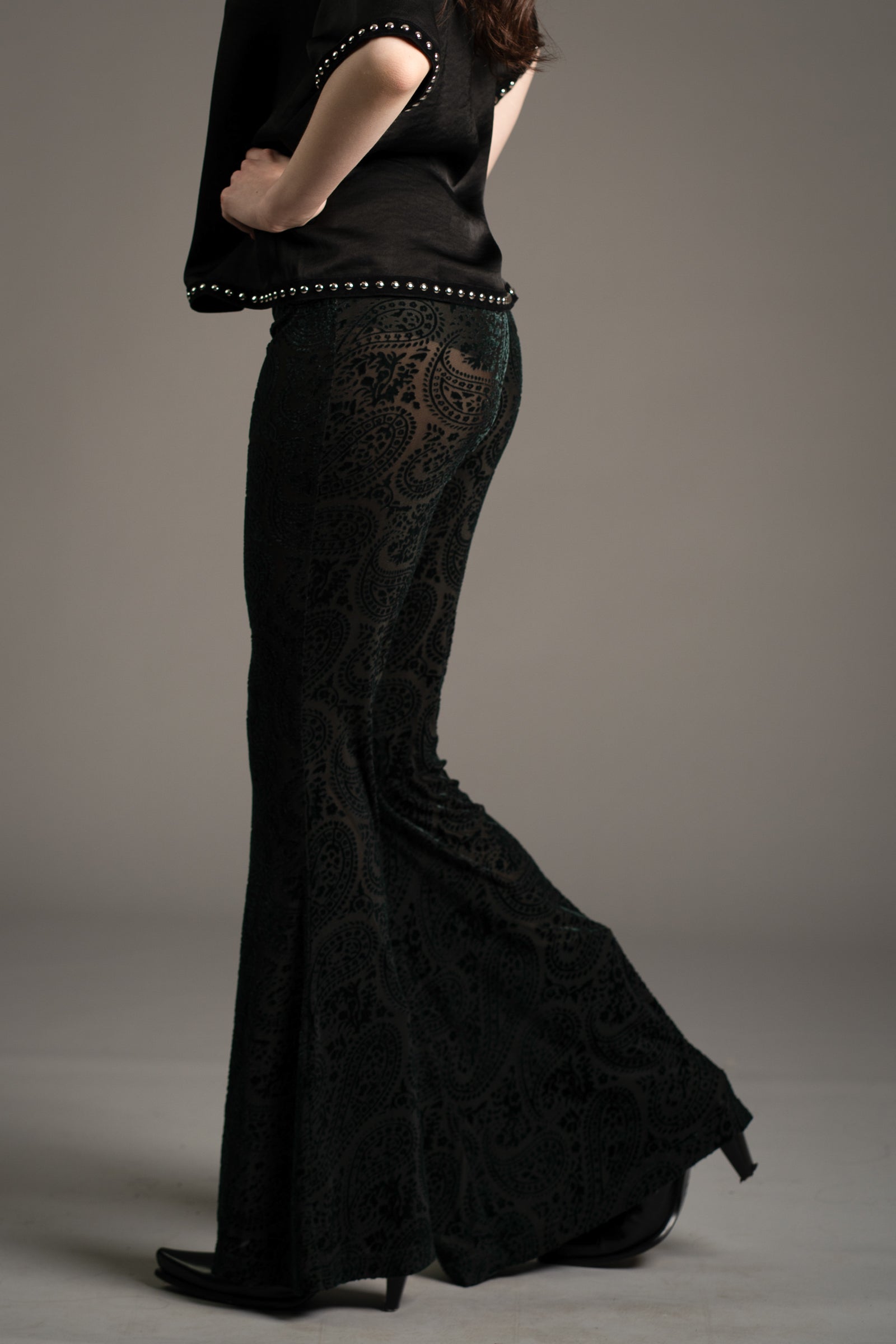 Hendrix Teal Devore Velvet Flares