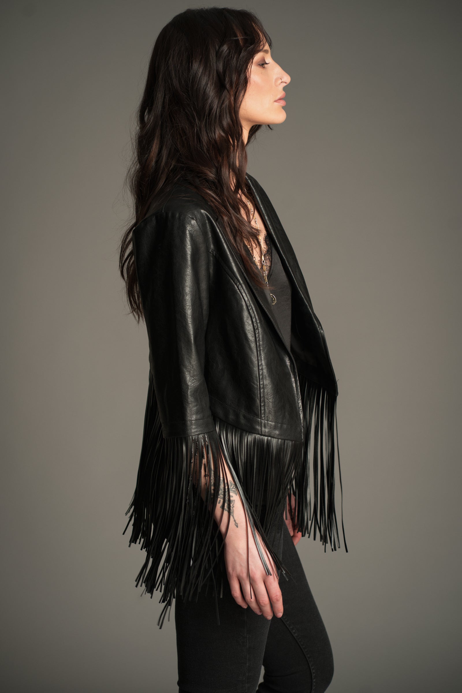 Jagger Fringed Faux Leather Jacket