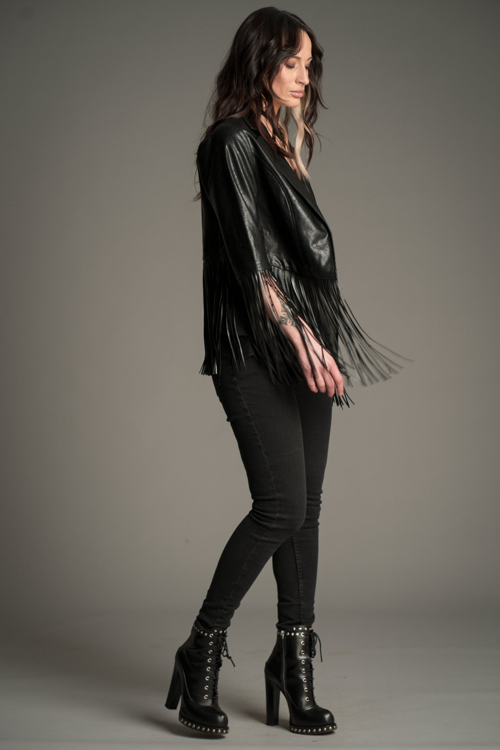 Jagger Fringed Faux Leather Jacket