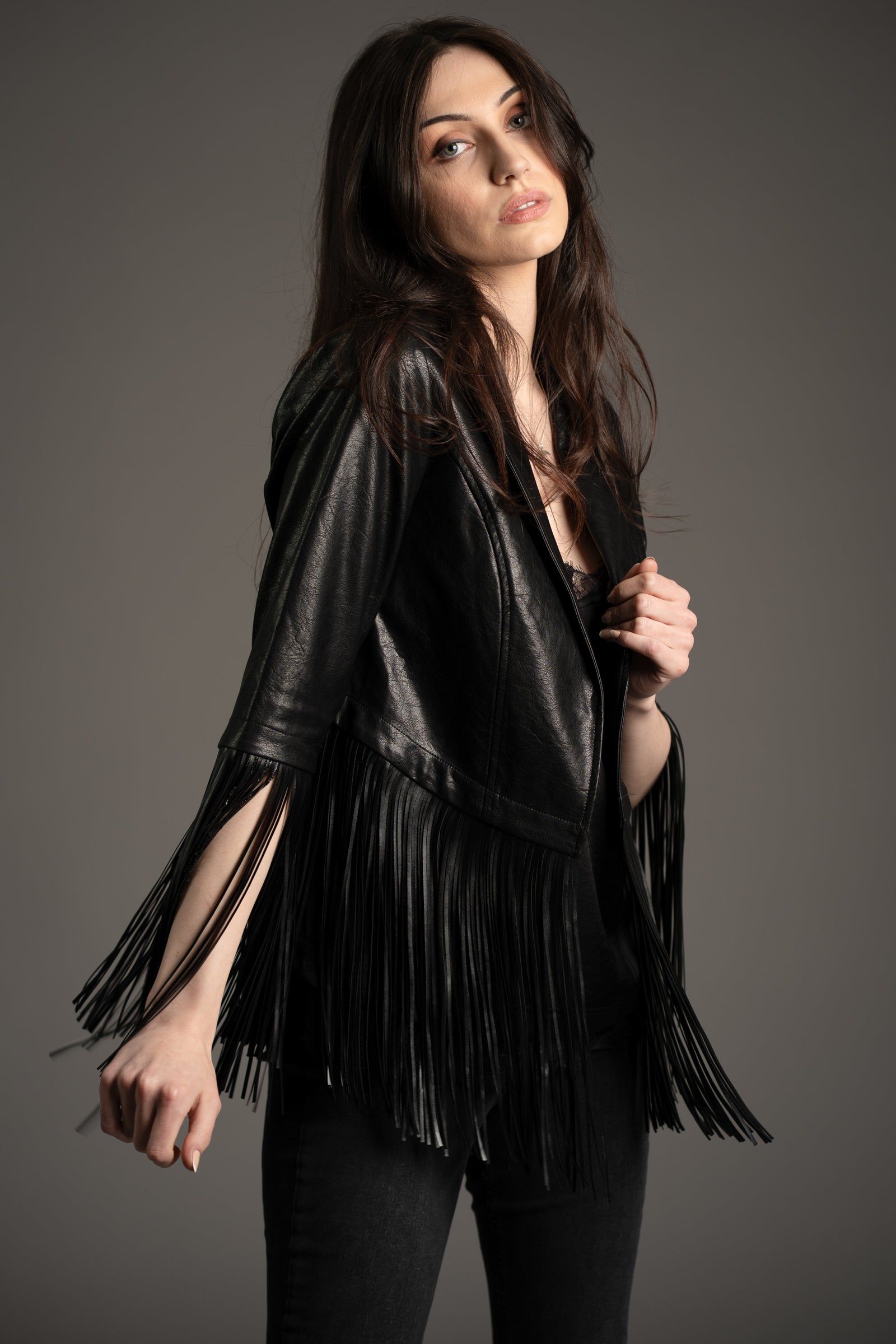 Jagger Fringed Faux Leather Jacket