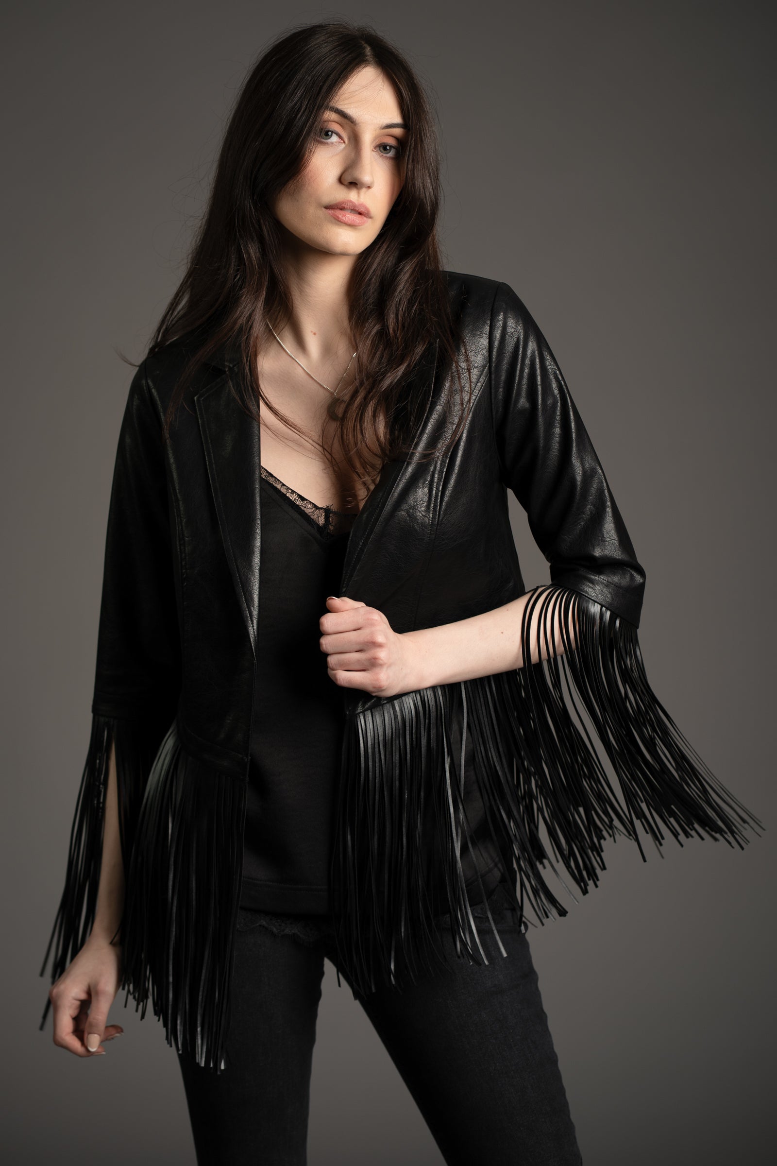 Jagger Fringed Faux Leather Jacket