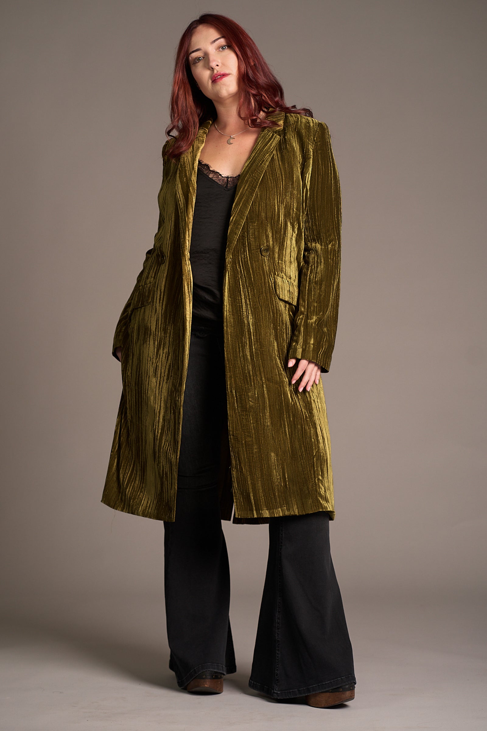 Jagger Olive Velvet Duster