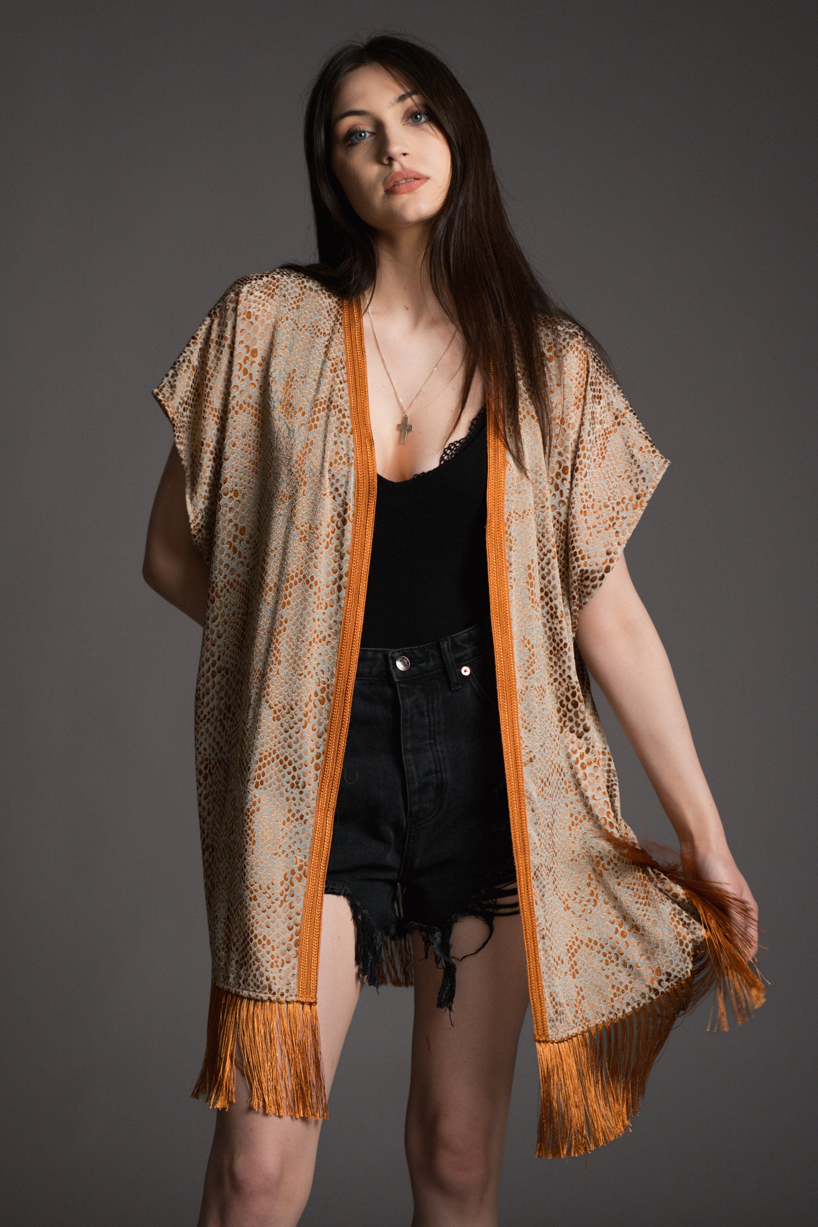 Kasbah Fringed Devore Kimono