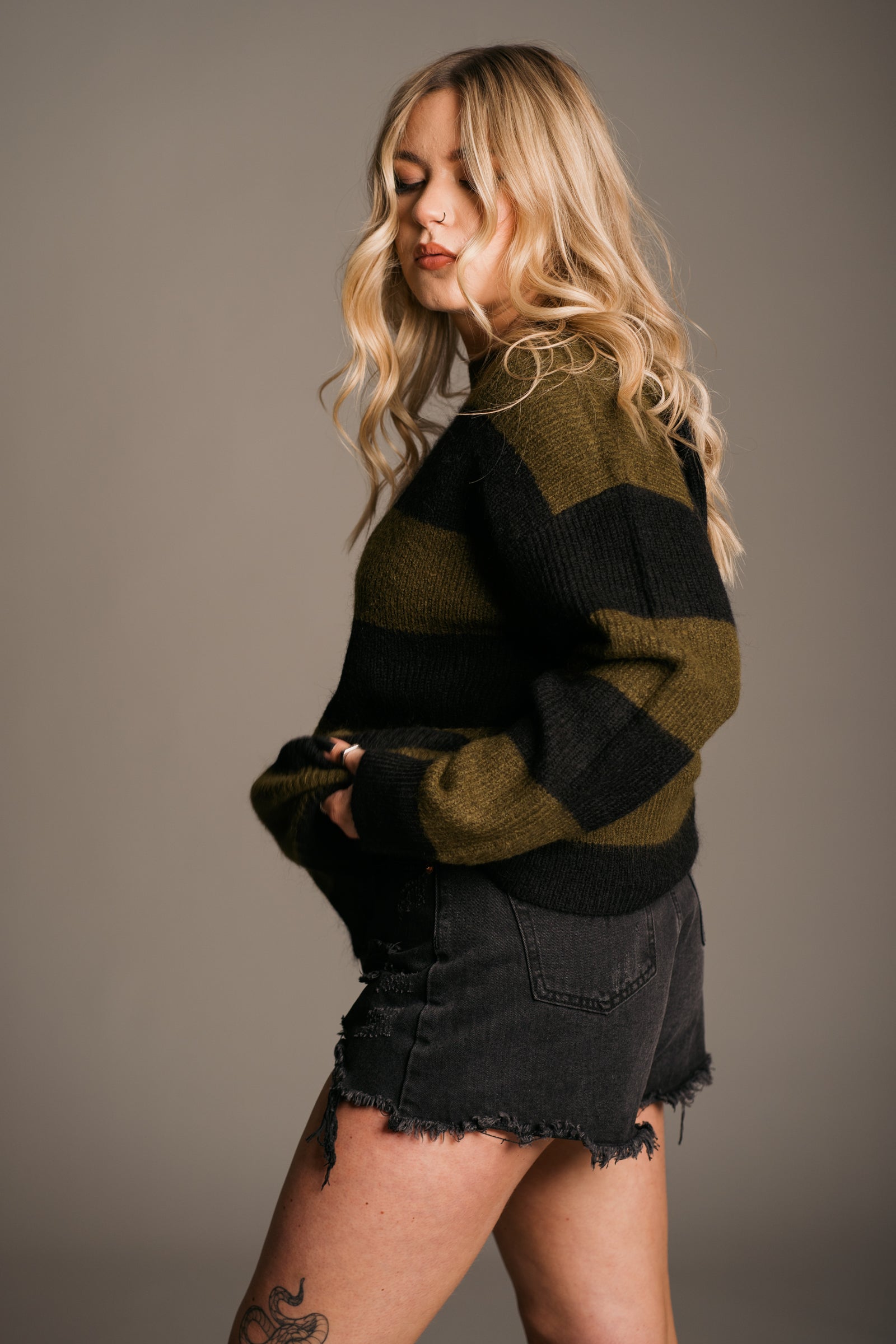 Kurt Khaki Striped Knit