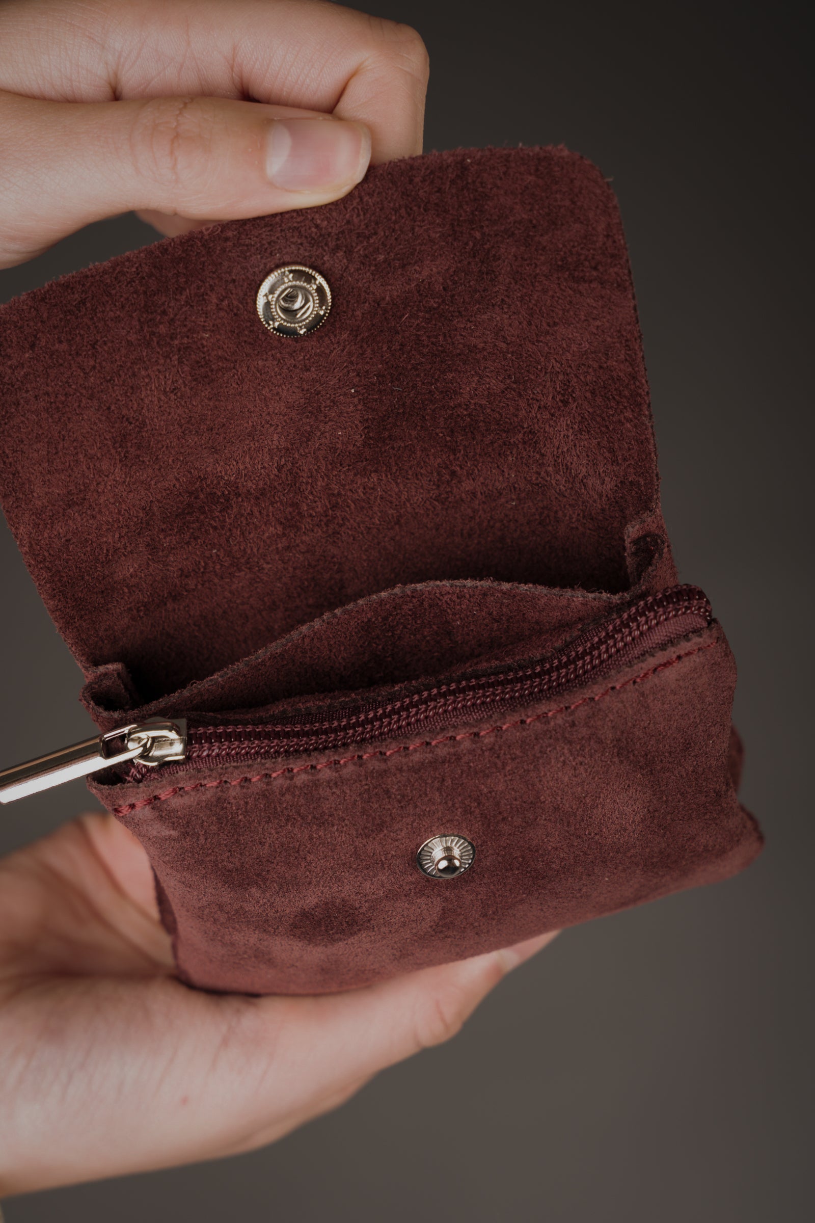 Burgundy Genuine Suede Purse