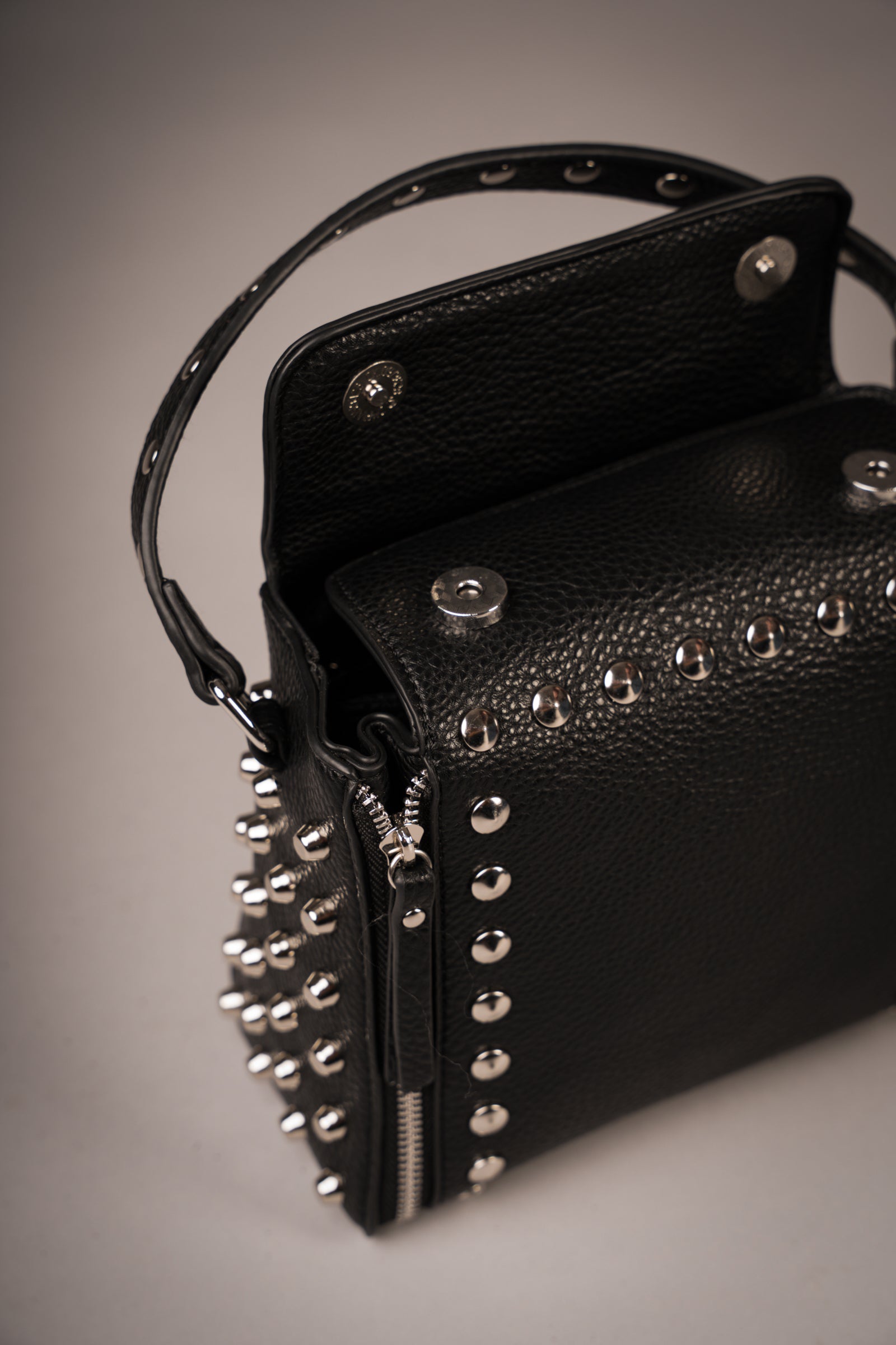 Leo Black Studded Box Bag