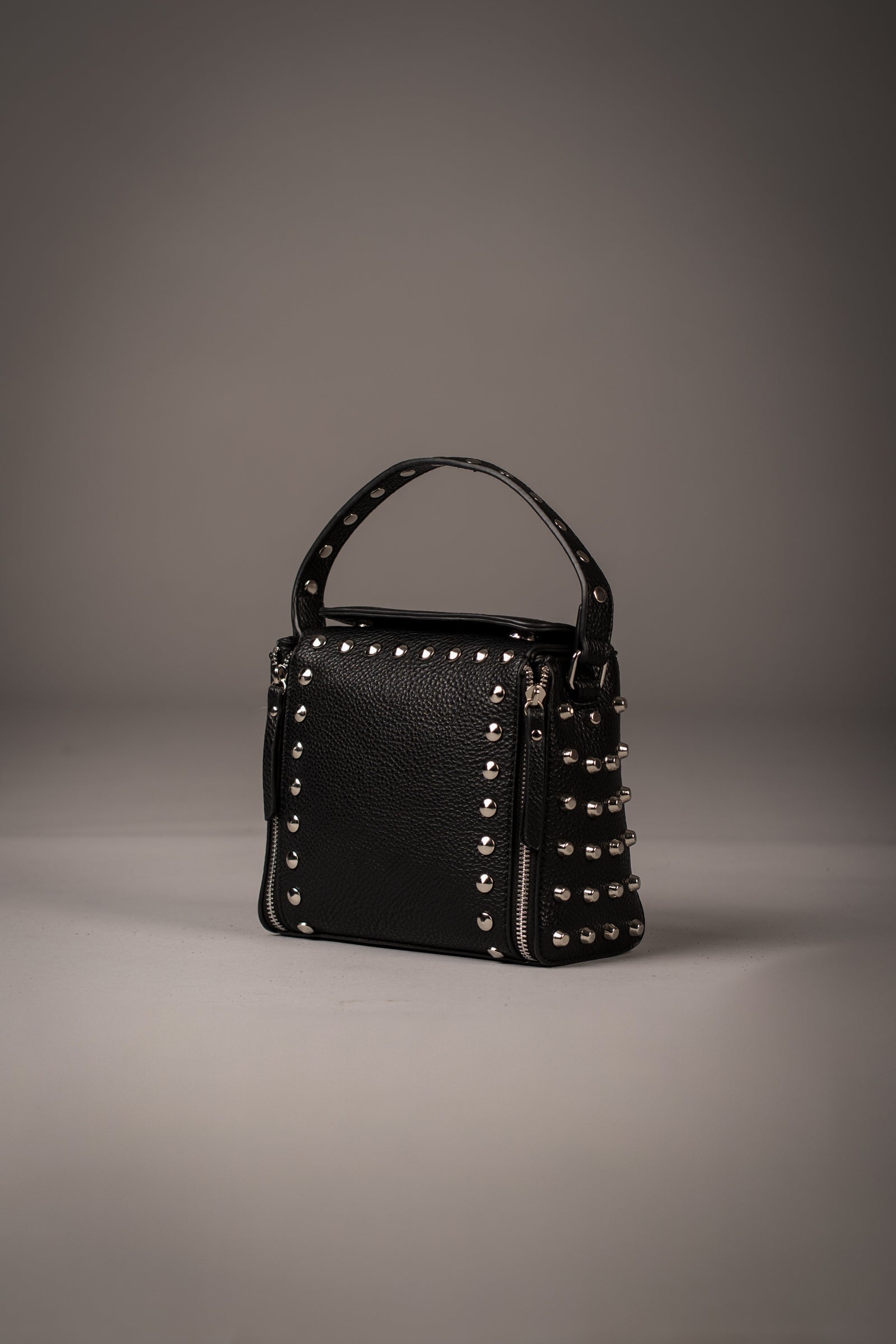 Leo Black Studded Box Bag