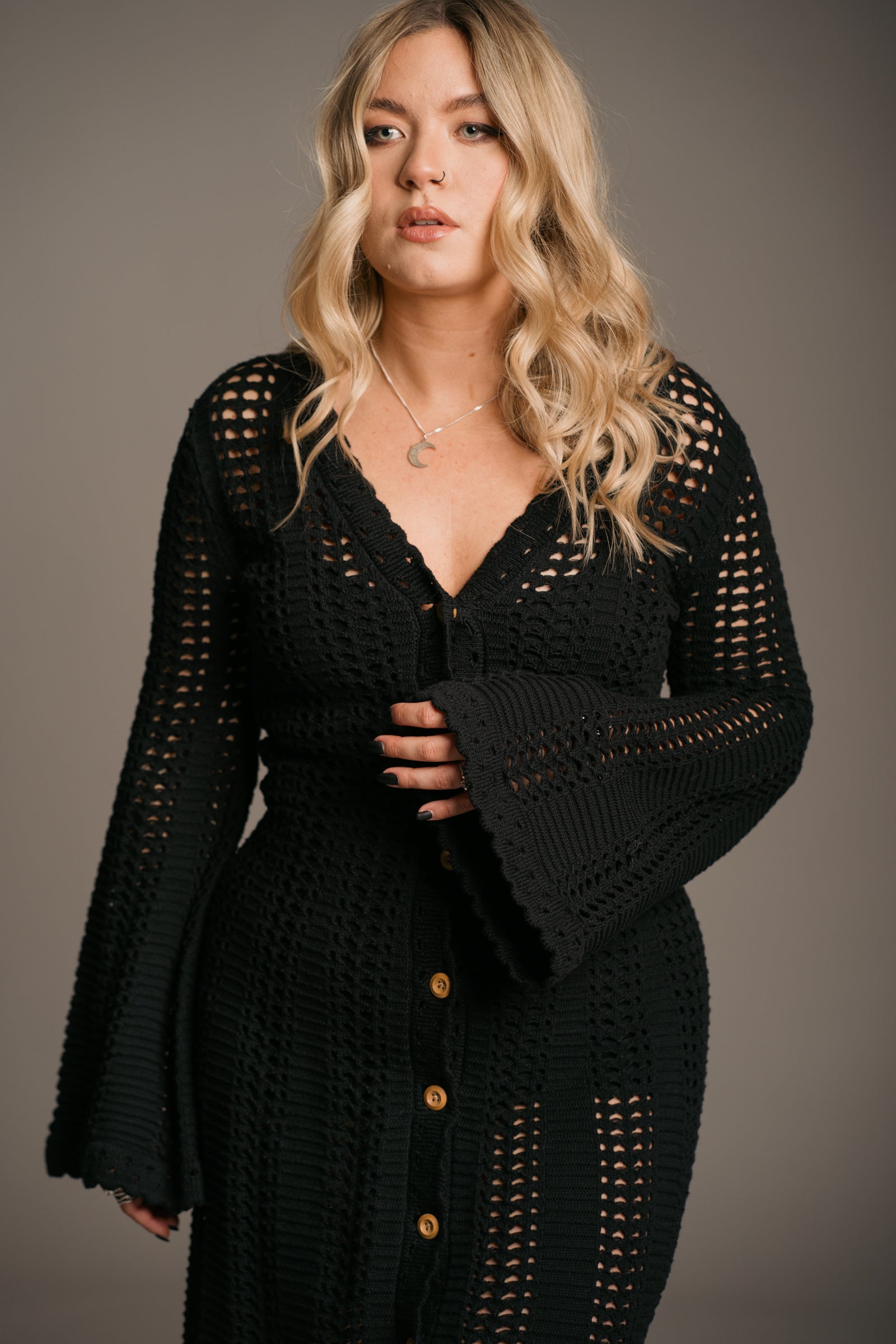 Marianne Black Knitted Maxi Dress