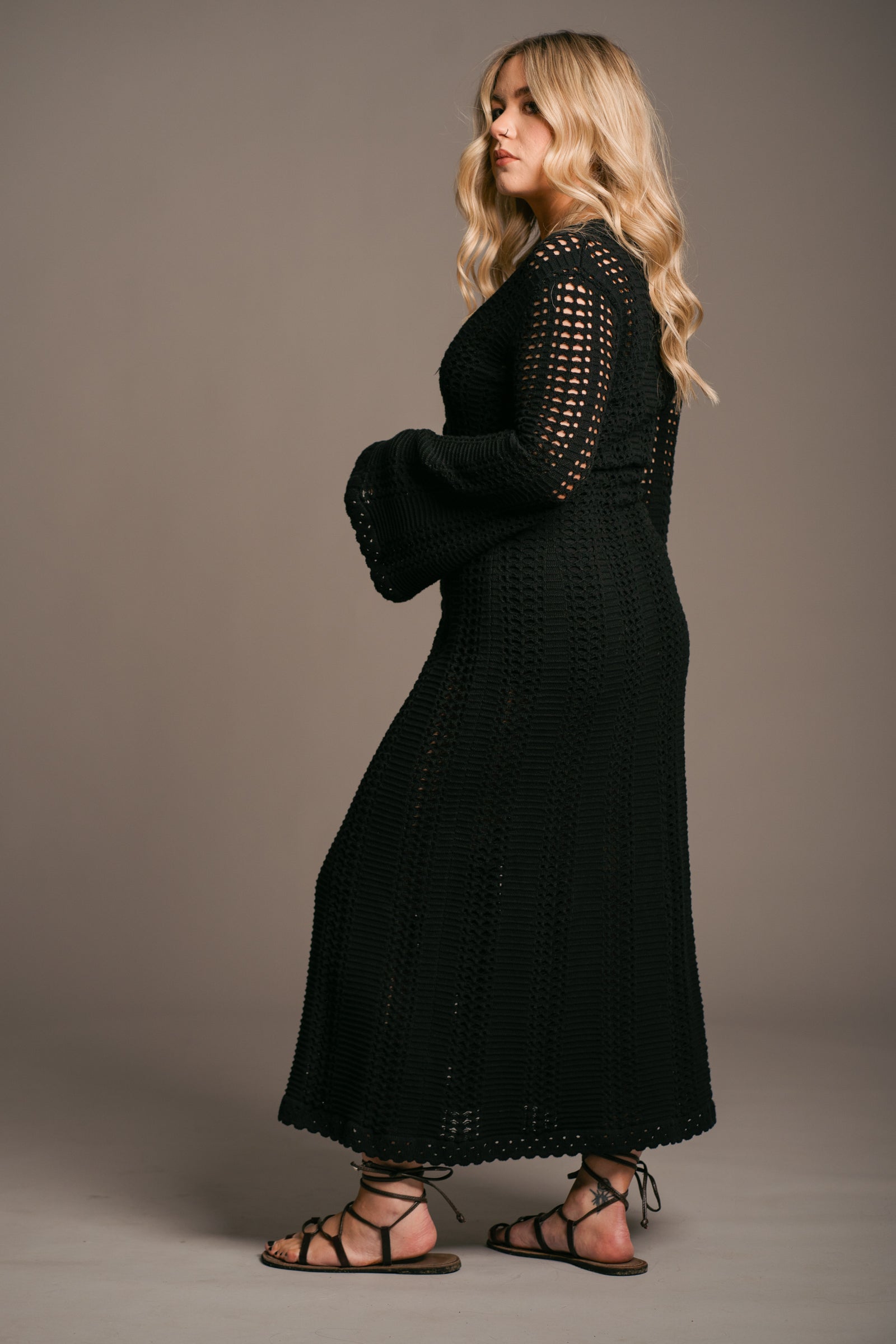 Marianne Black Knitted Maxi Dress