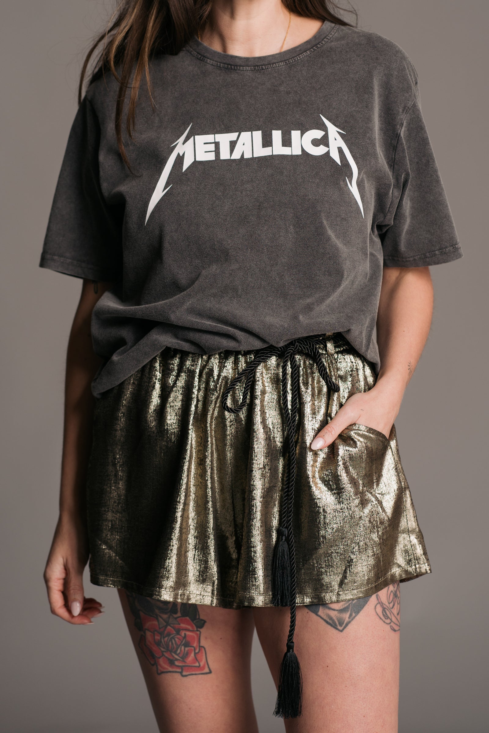 Woodstock Metallic Flippy Shorts