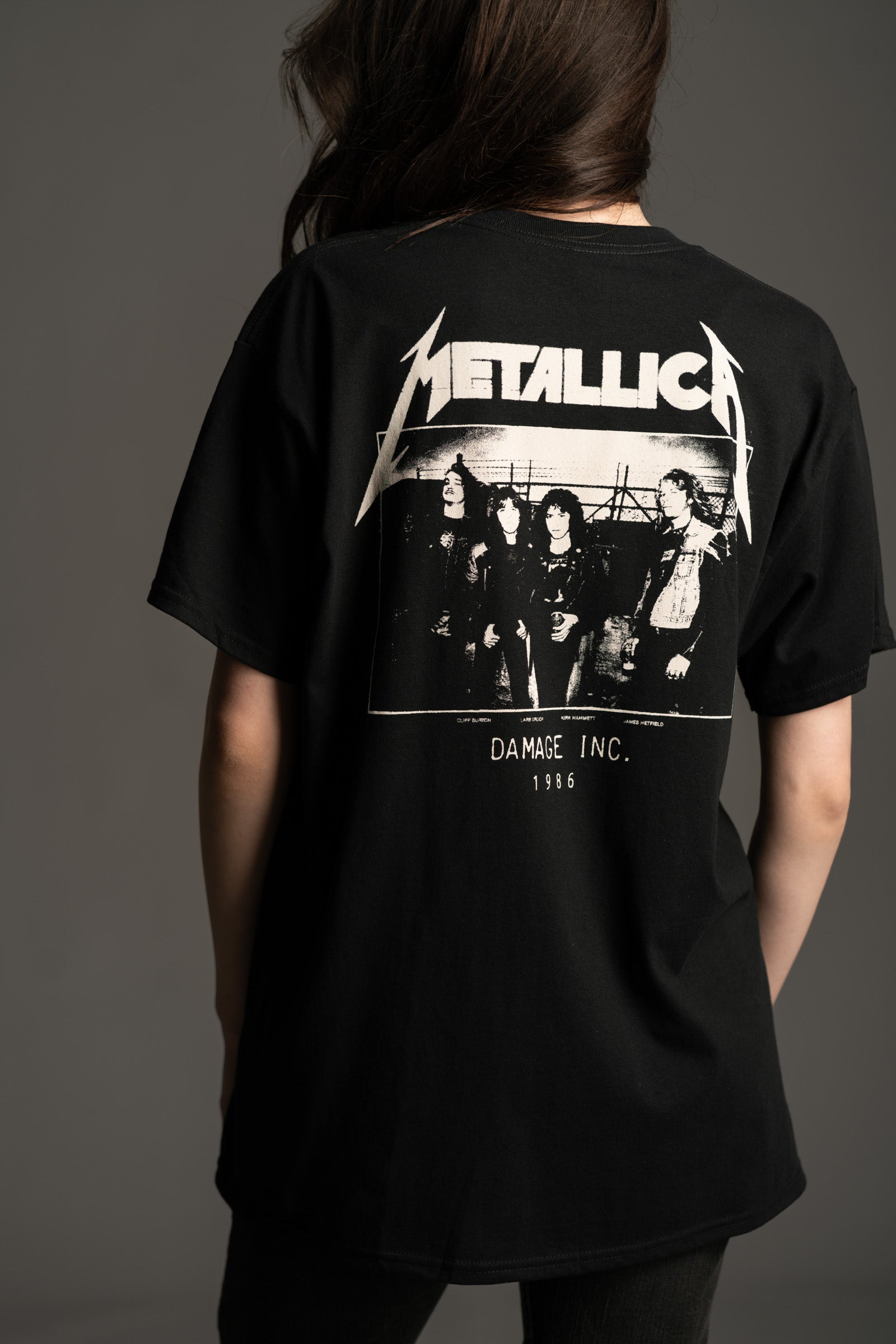 Little Lies oversized Metallica Master Of Puppets graphic band tee with back print detail