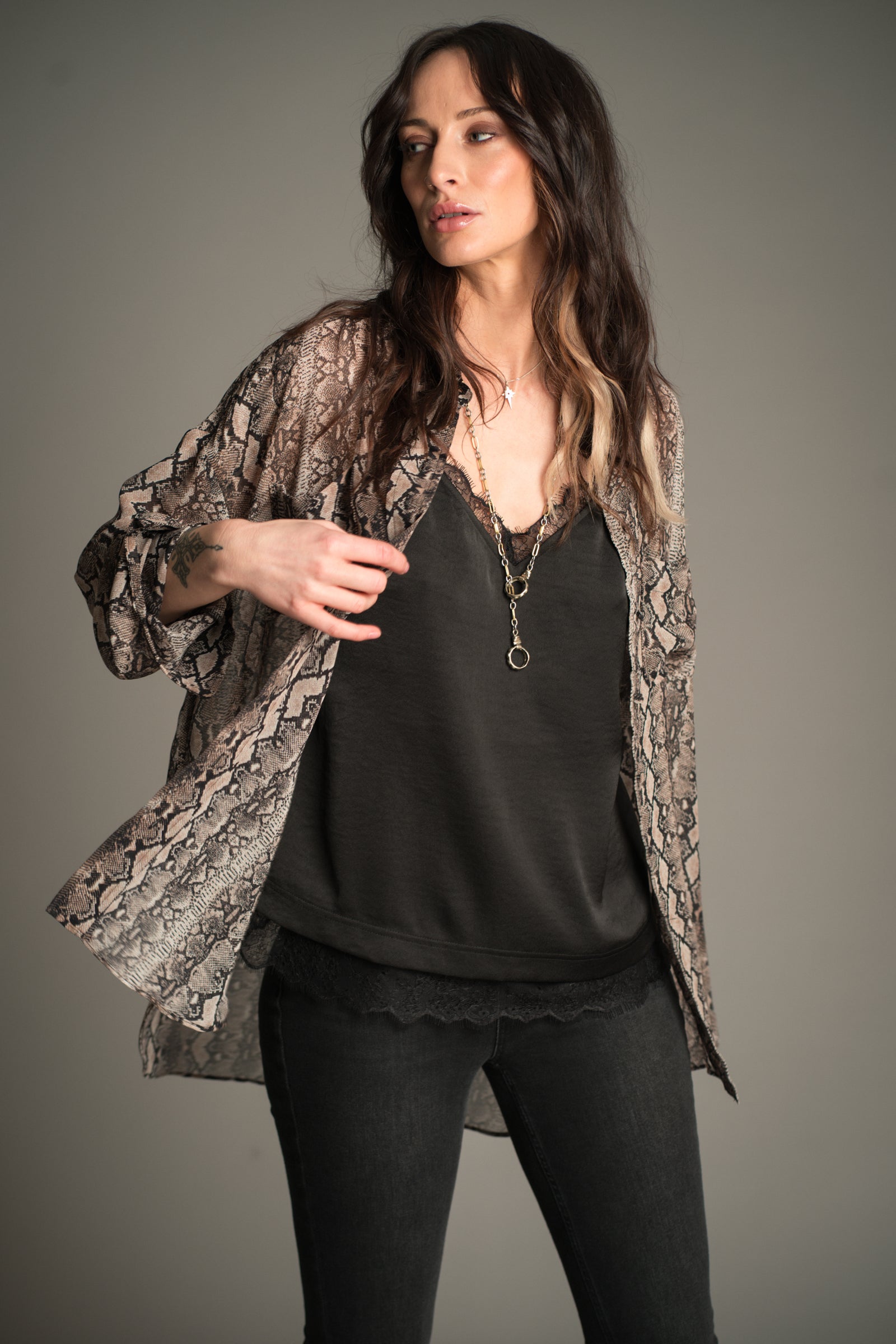 Mosshart Snake Chiffon Shirt