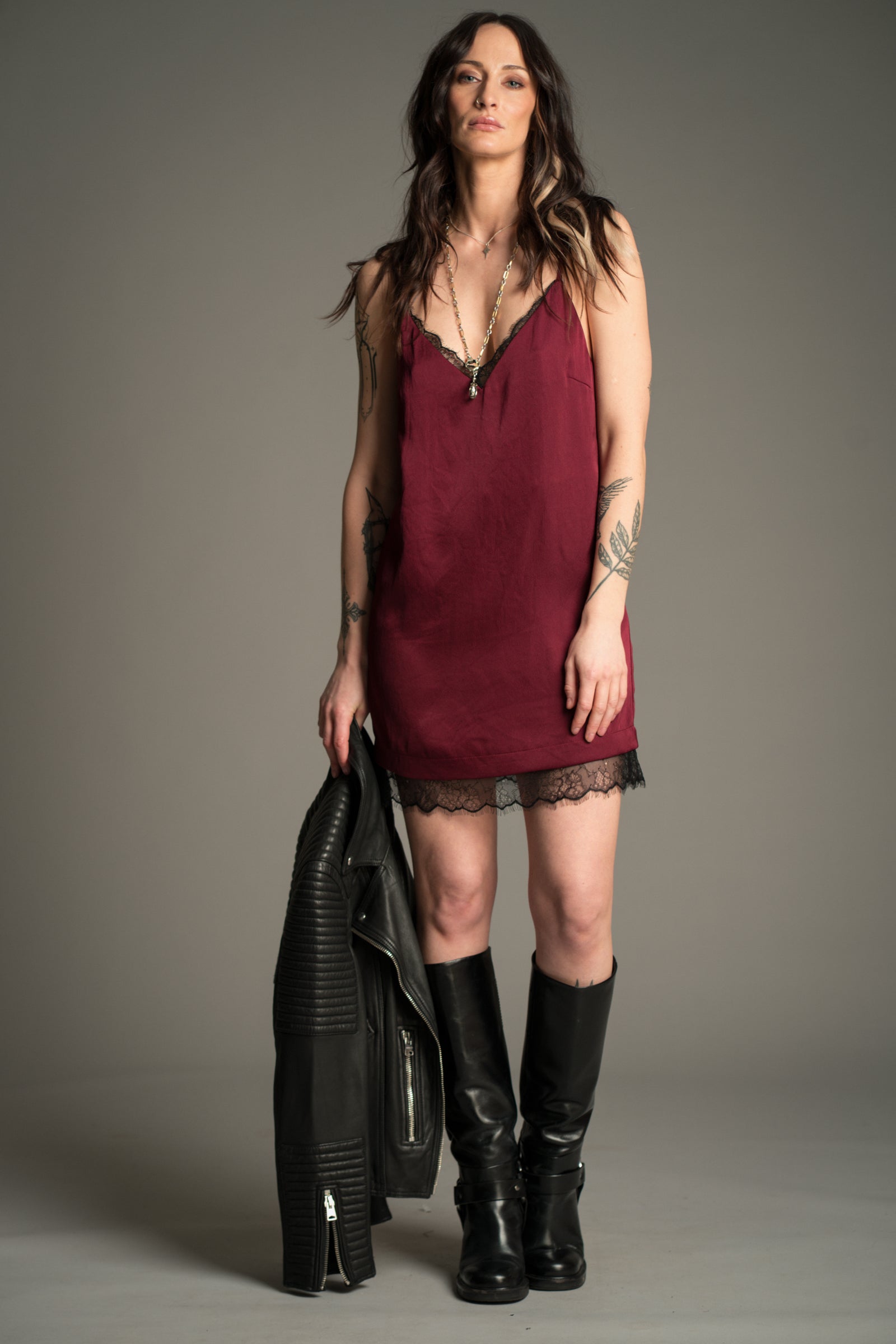 Nightbird Plum Satin Slip Dress
